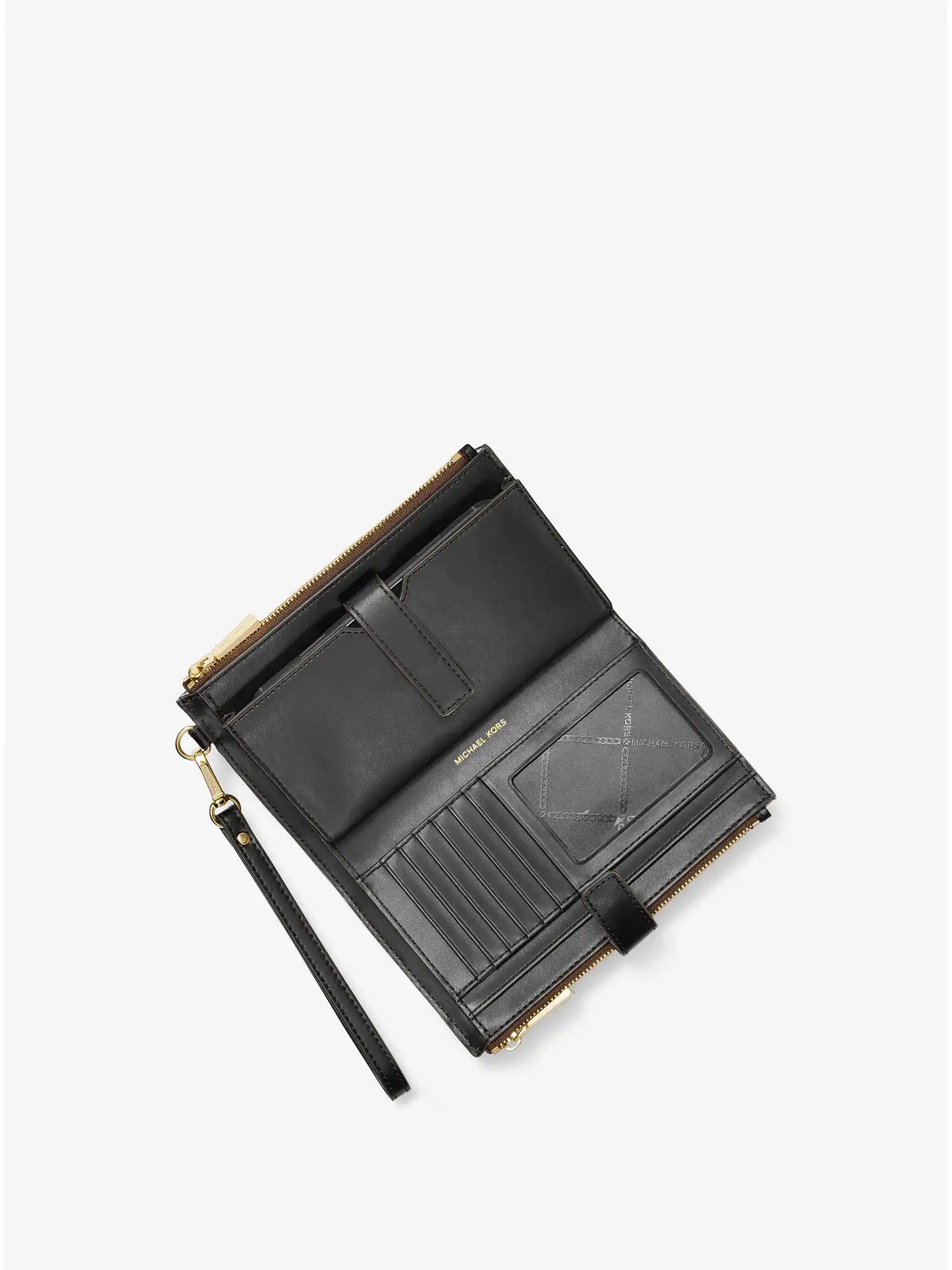 adele logo stripe smartphone wallet black camel