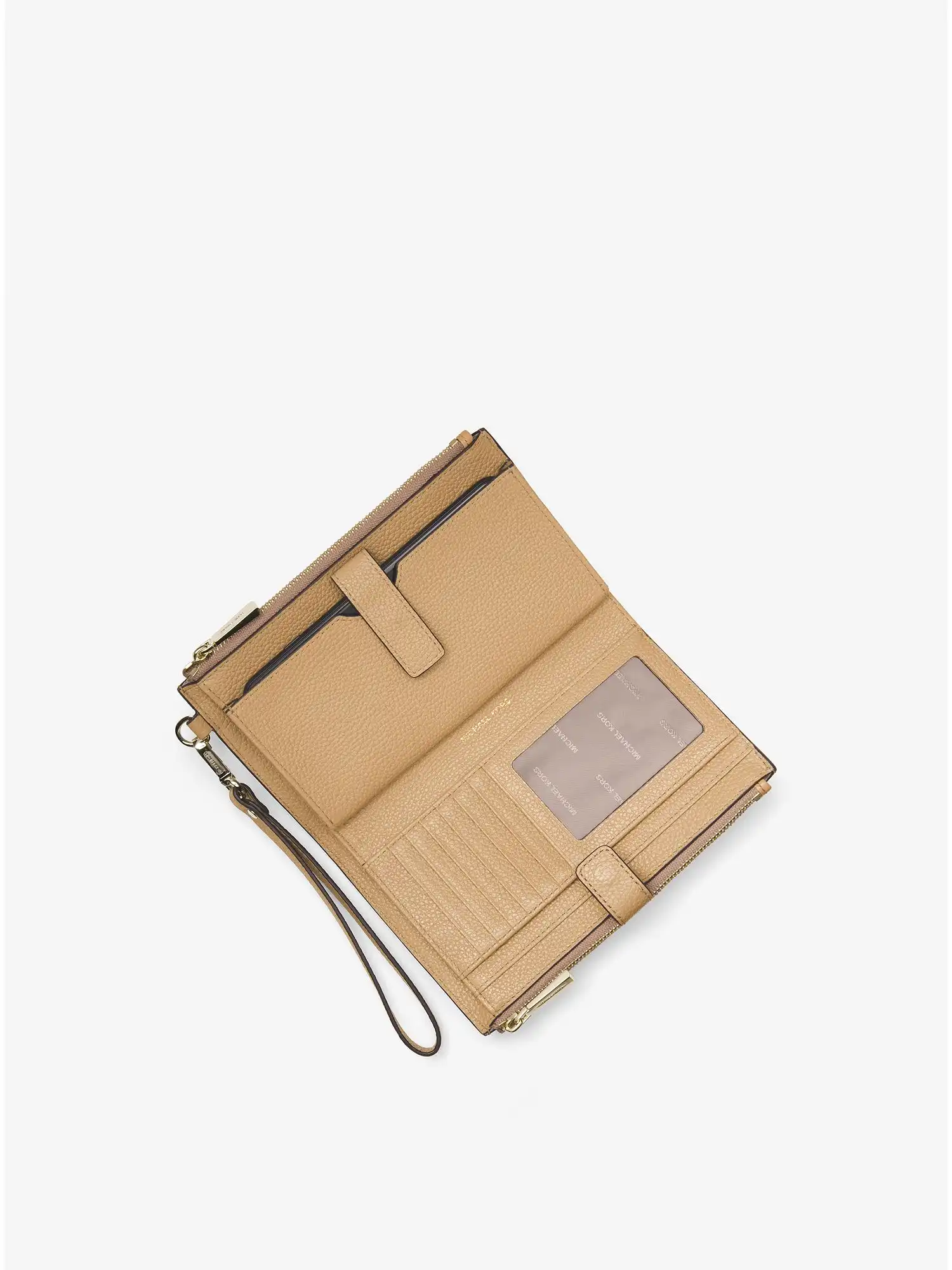 adele pebbled leather smartphone wallet camel