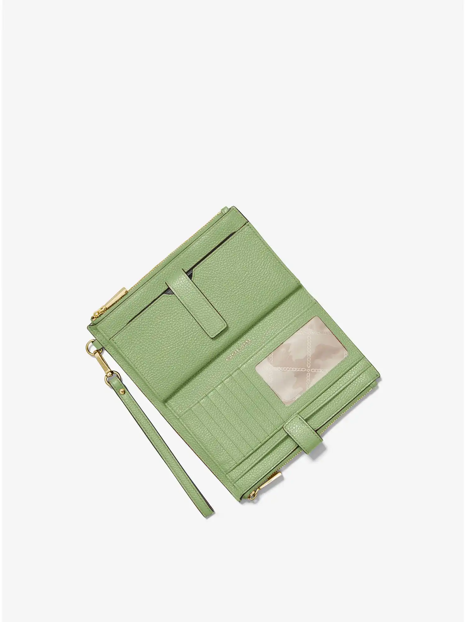 adele pebbled leather smartphone wallet light sage