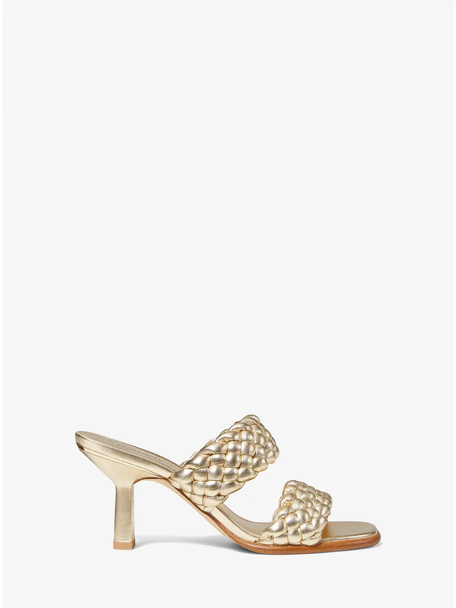 amelia metallic braided faux leather mule pale gold