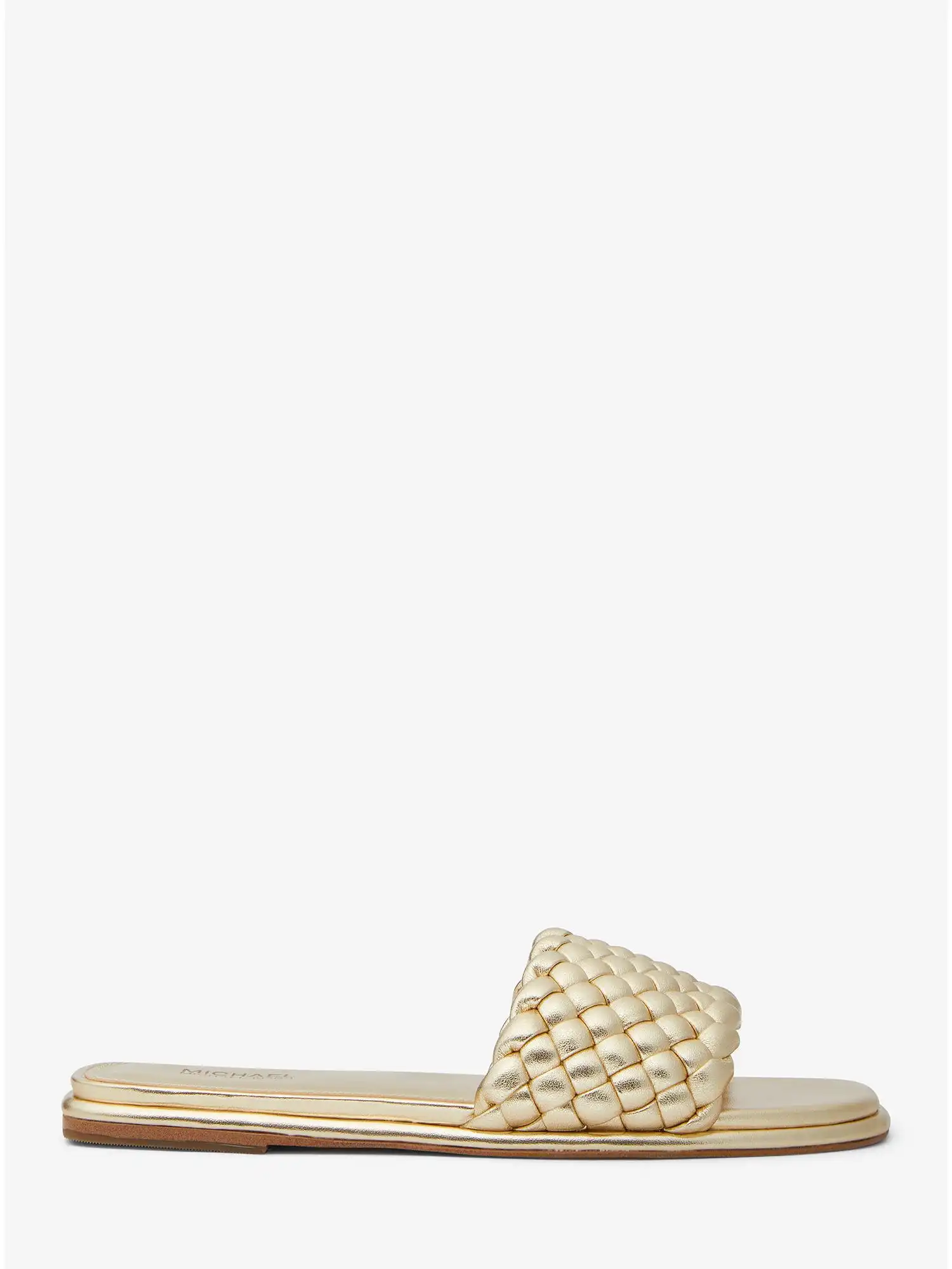 amelia metallic braided slide sandal pale gold