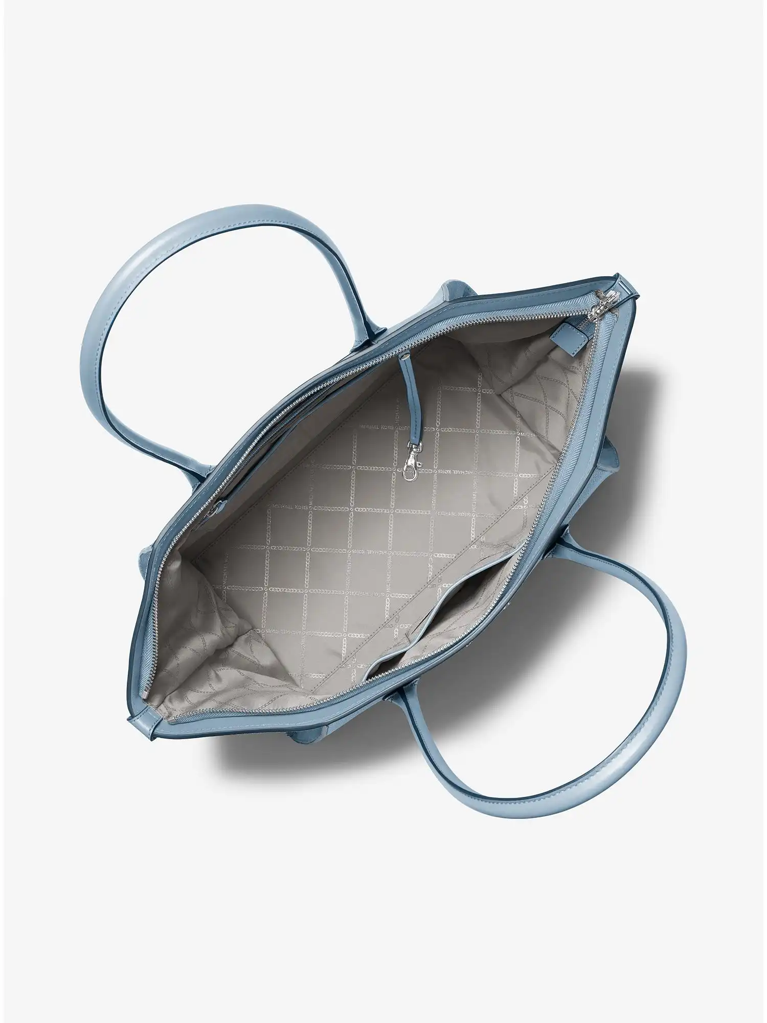 avril extra large leather top zip tote bag chambray