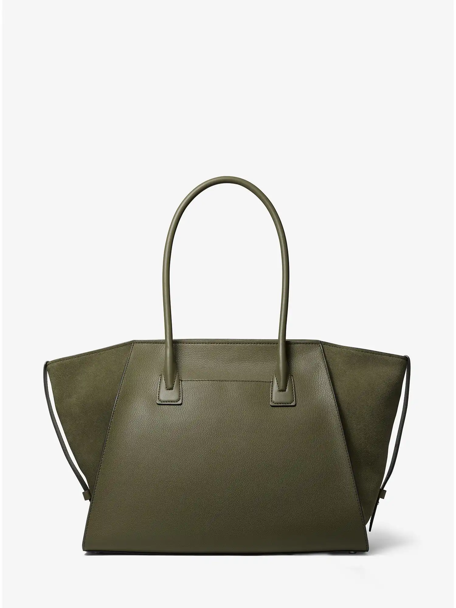 avril extra large leather top zip tote bag olive