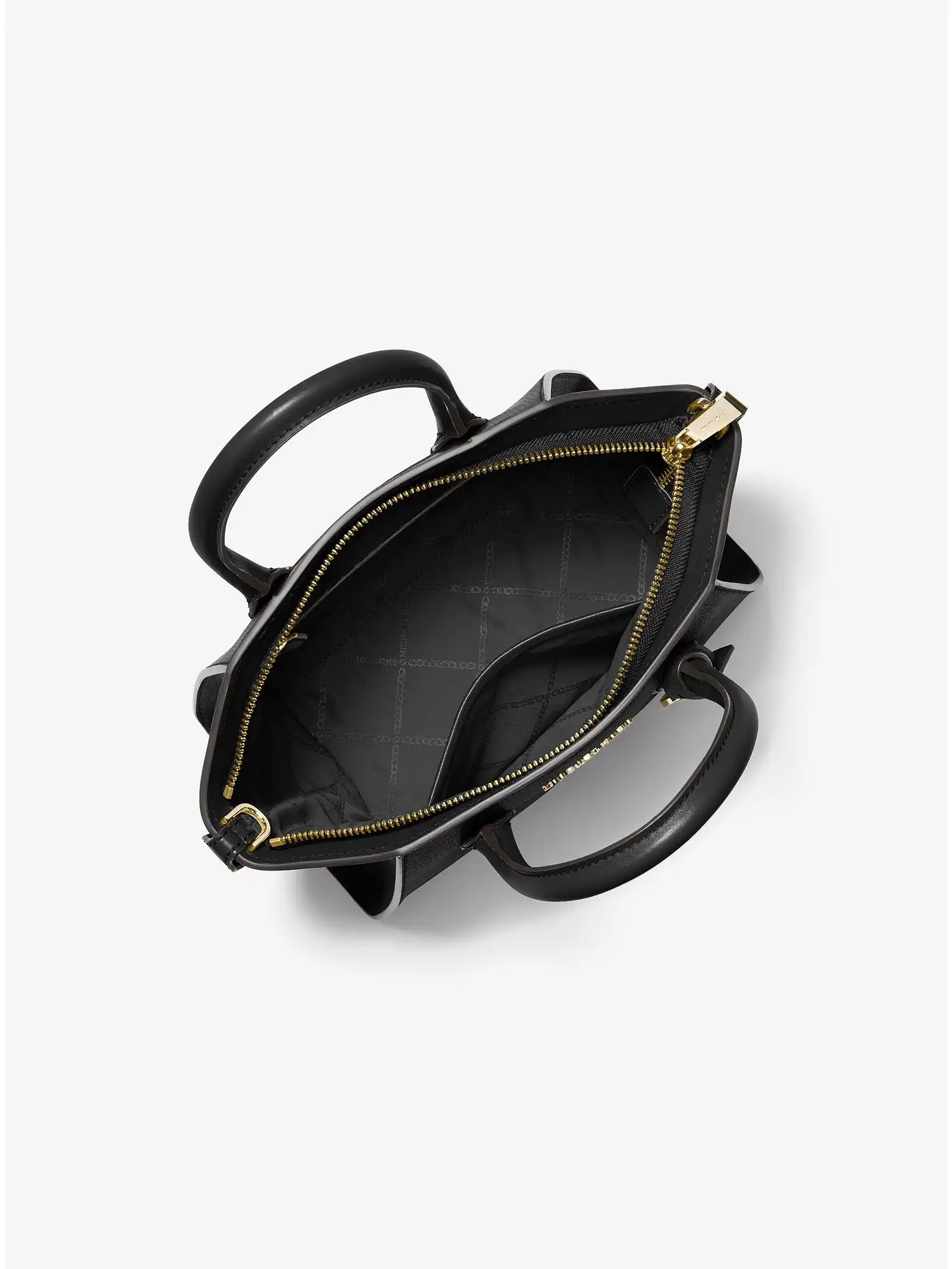 avril small leather top zip satchel black