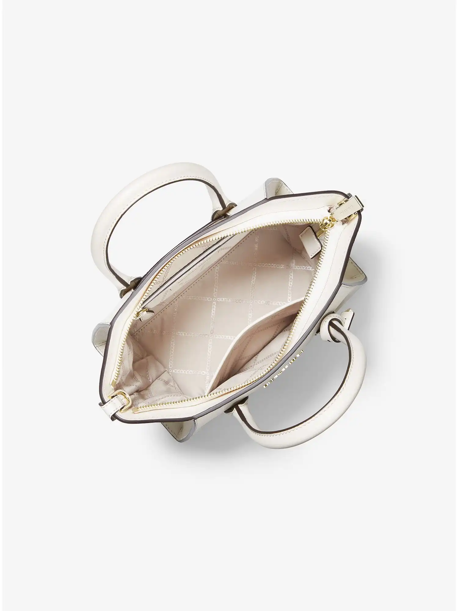 avril small leather top zip satchel lt cream