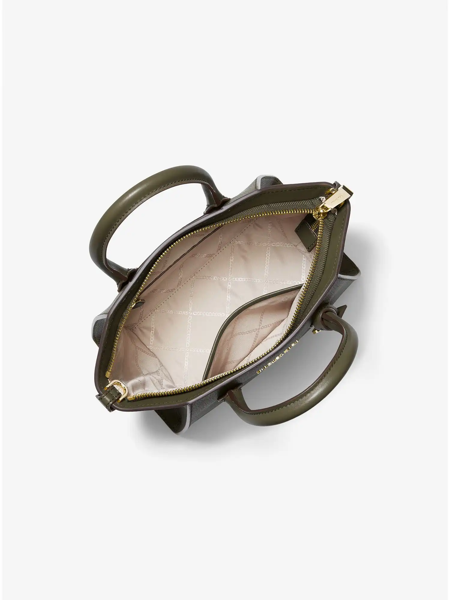 avril small leather top zip satchel olive