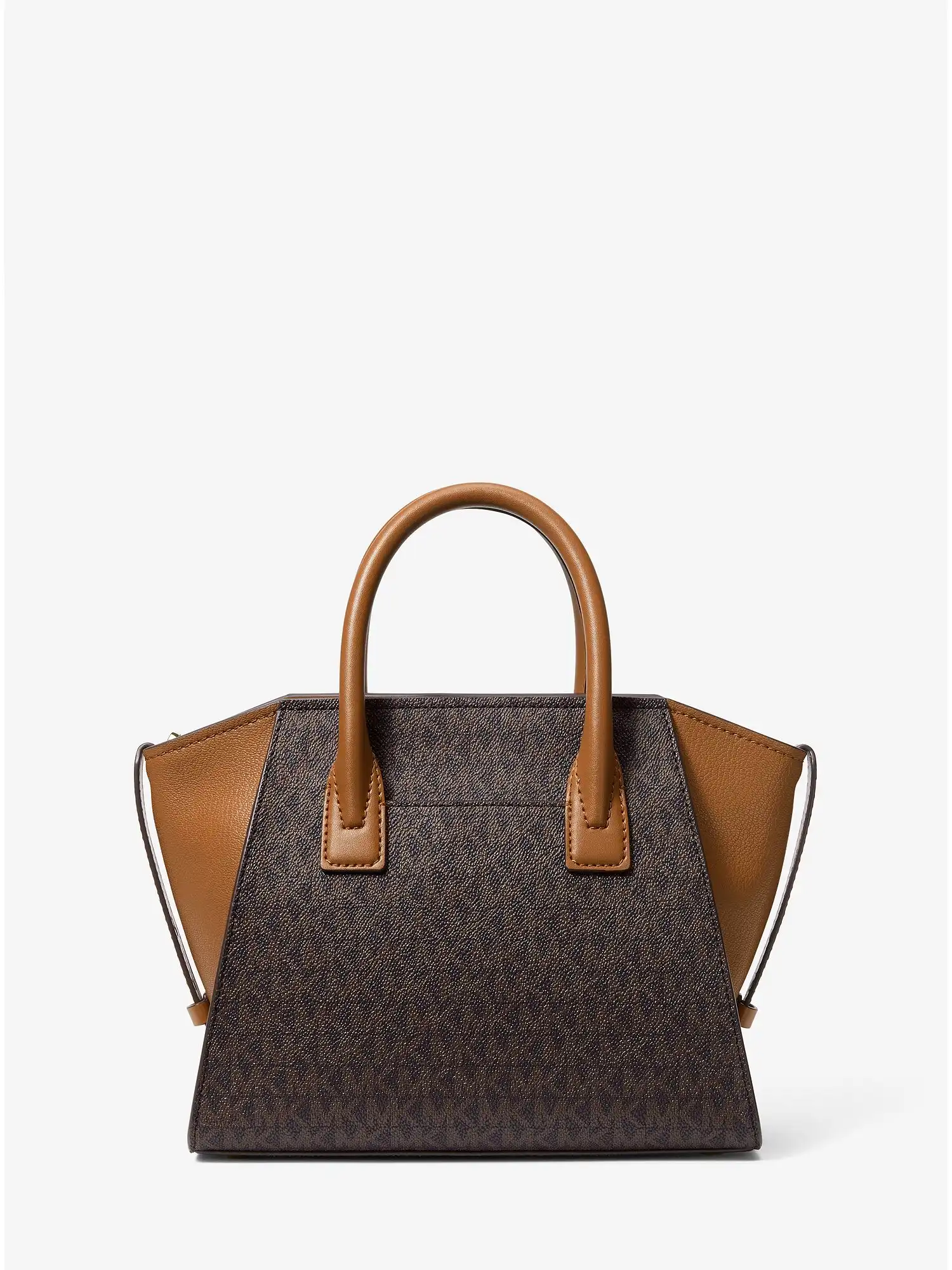 avril small logo top zip satchel brn acorn