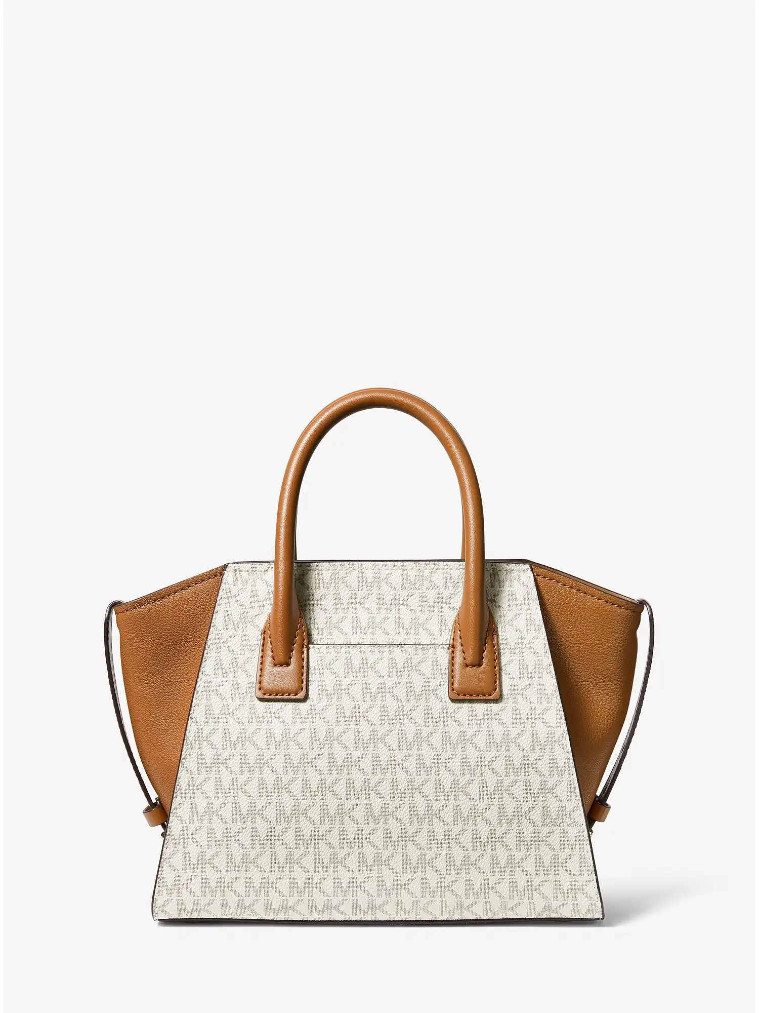 avril small logo top zip satchel vanilla acorn