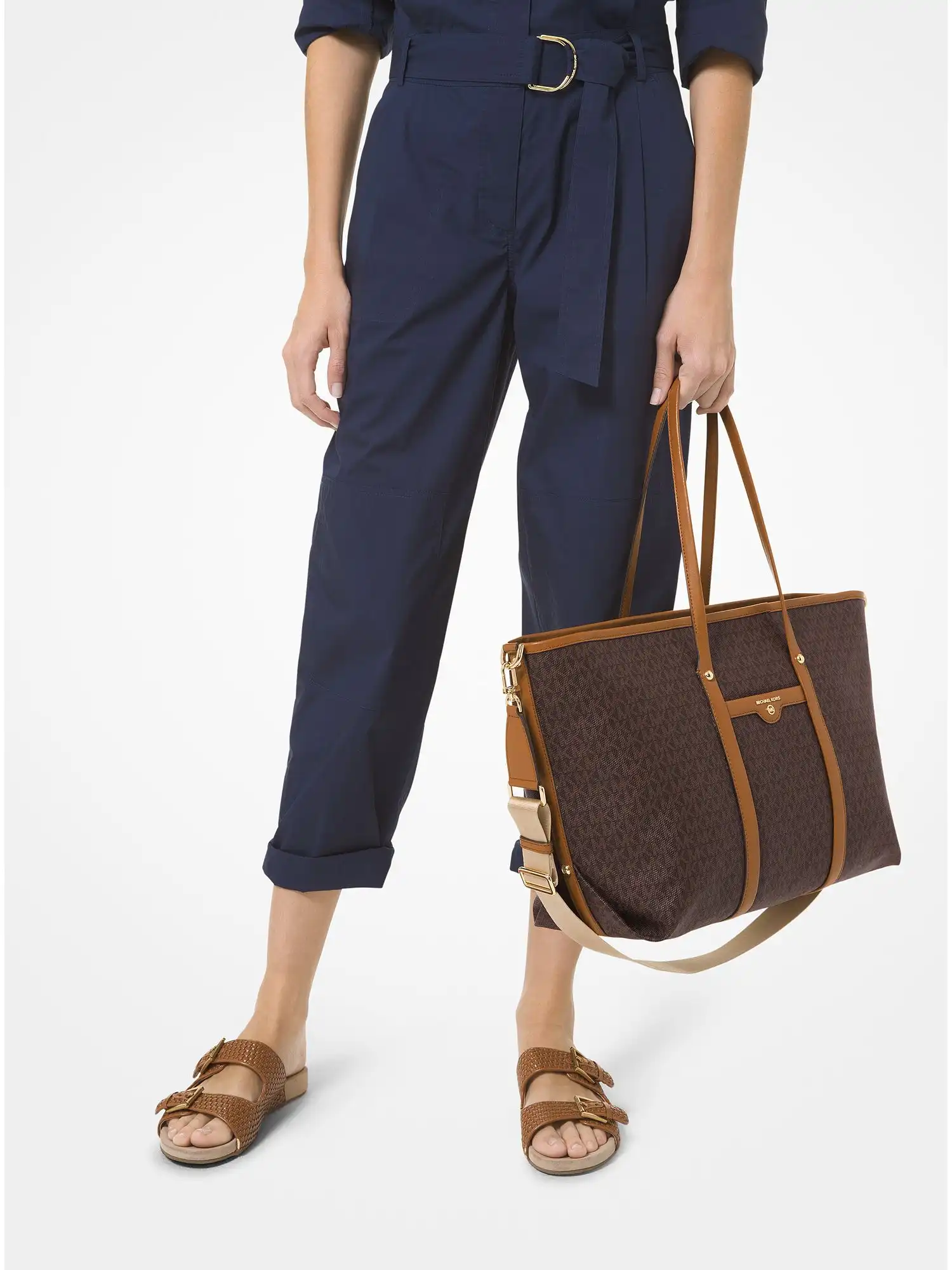 beck large logo tote bag brn acorn