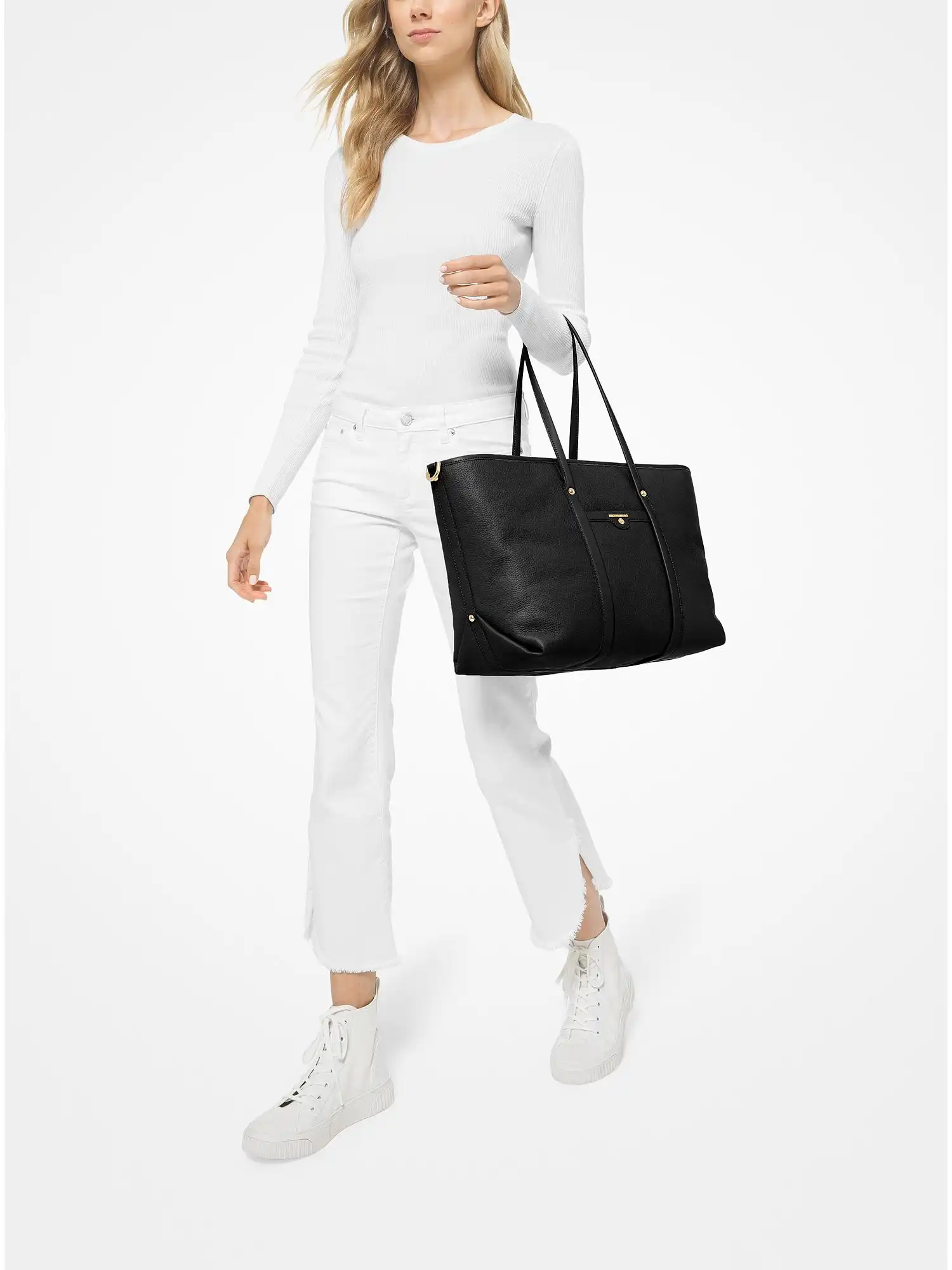 beck large pebbled leather tote bag black