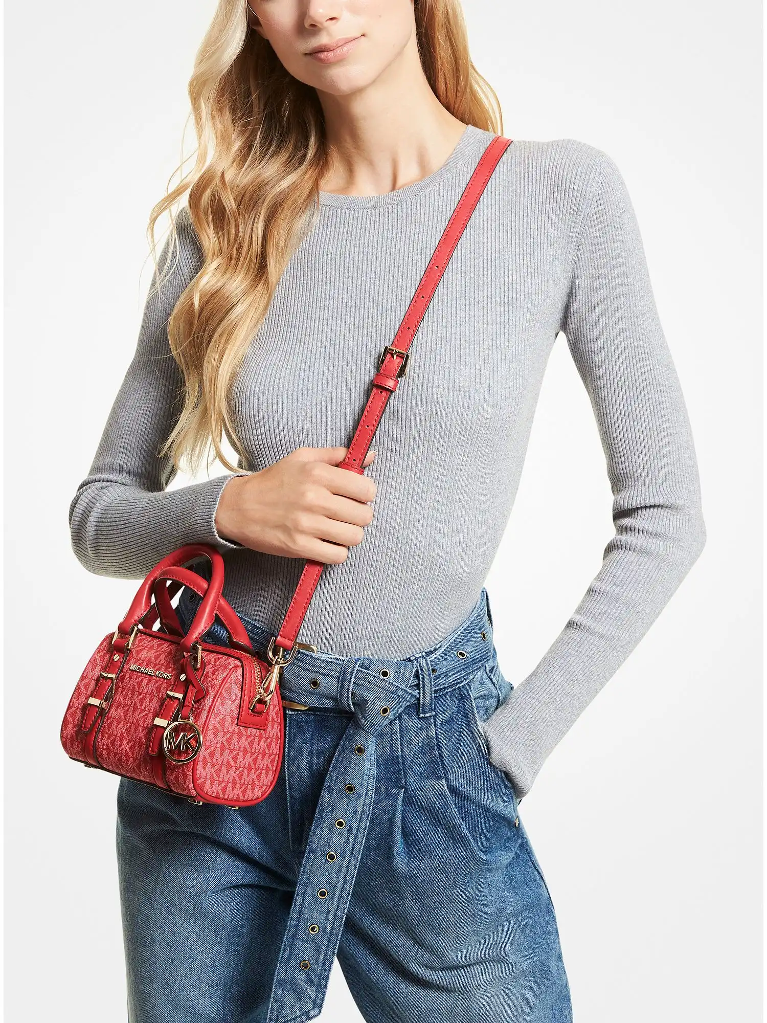 bedford legacy extra small logo duffle crossbody bag crimson