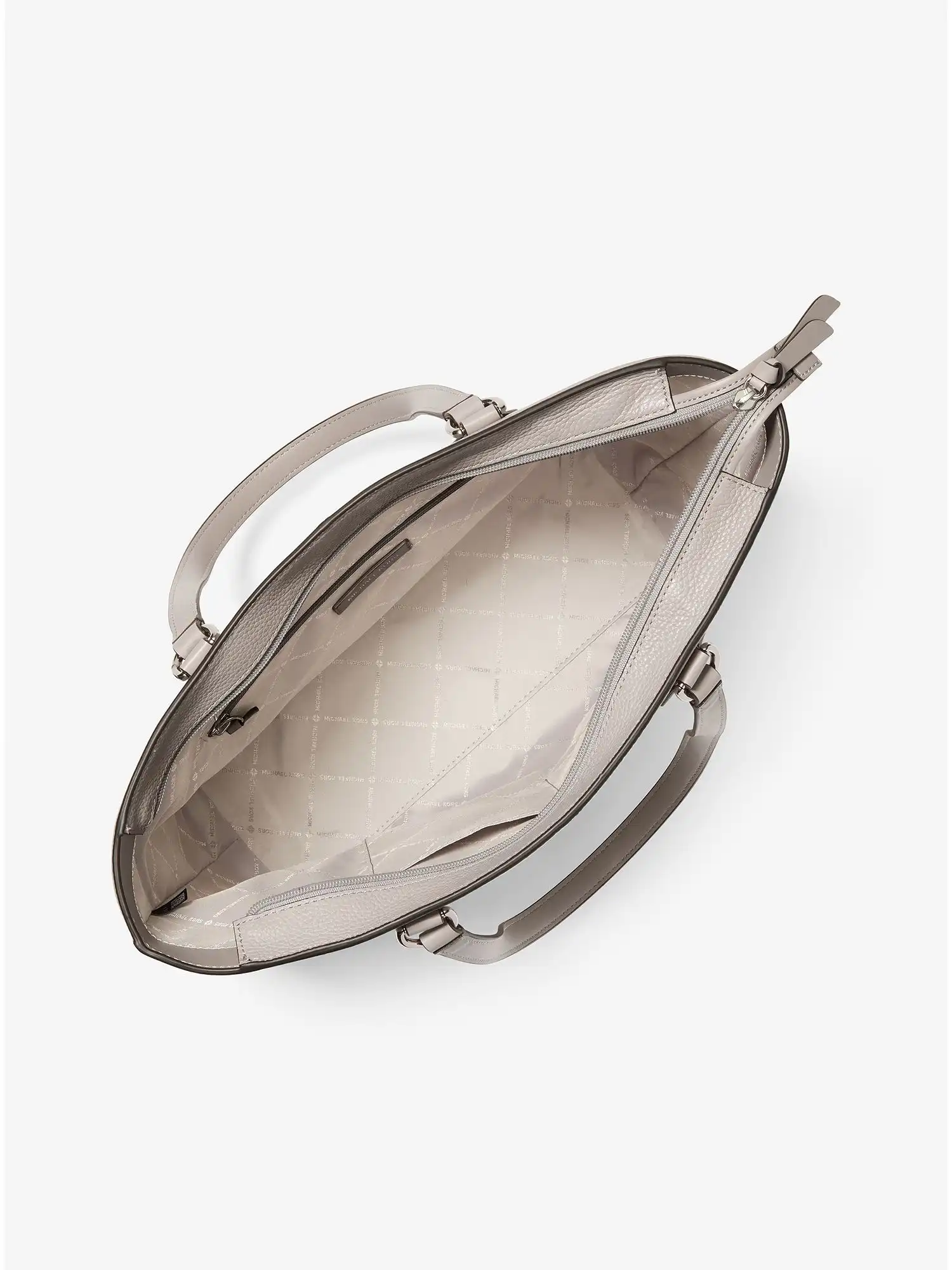 beth large pebbled leather tote pearl grey