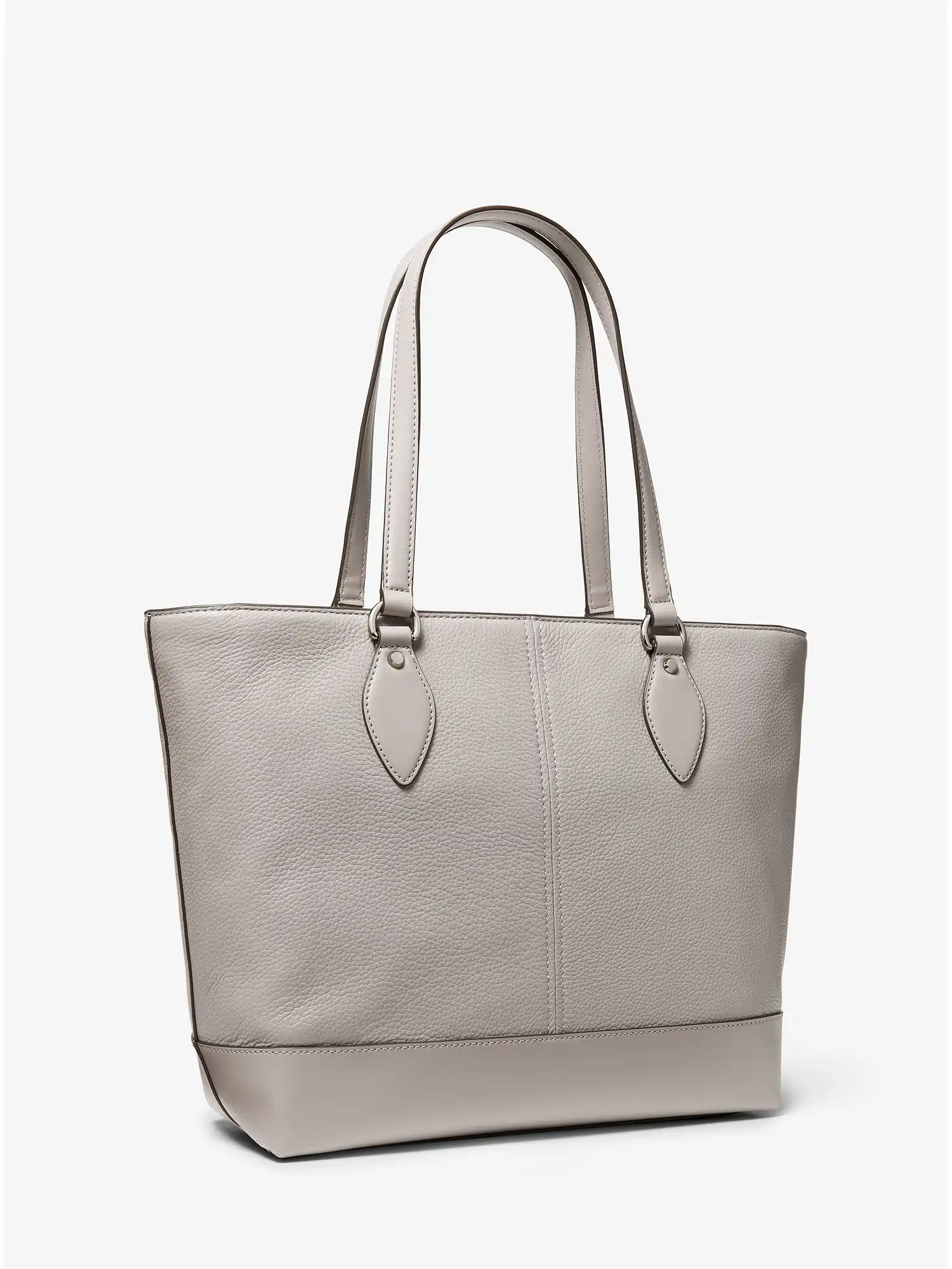 beth large pebbled leather tote pearl grey