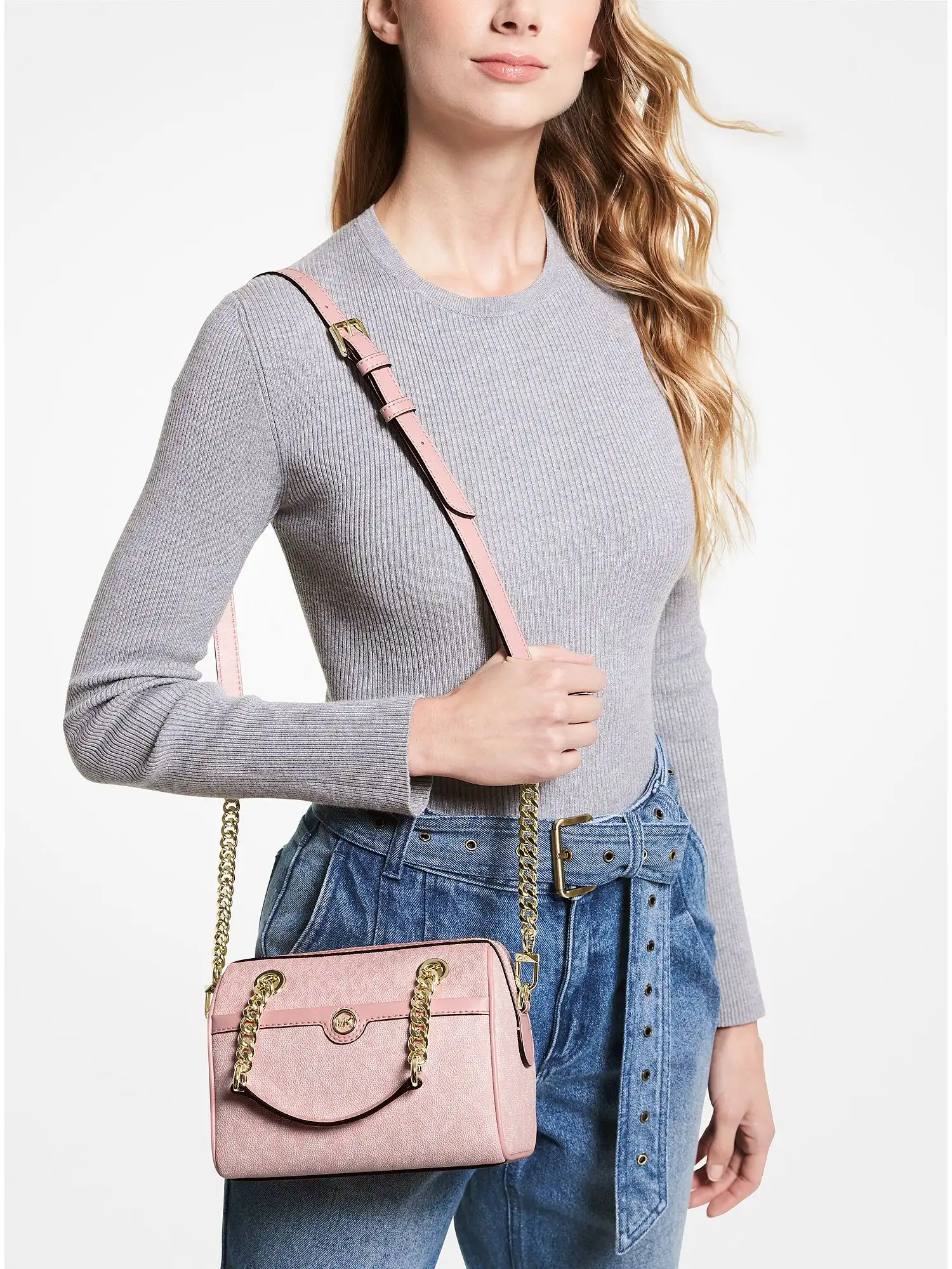 blaire extra small logo satchel smokey rose