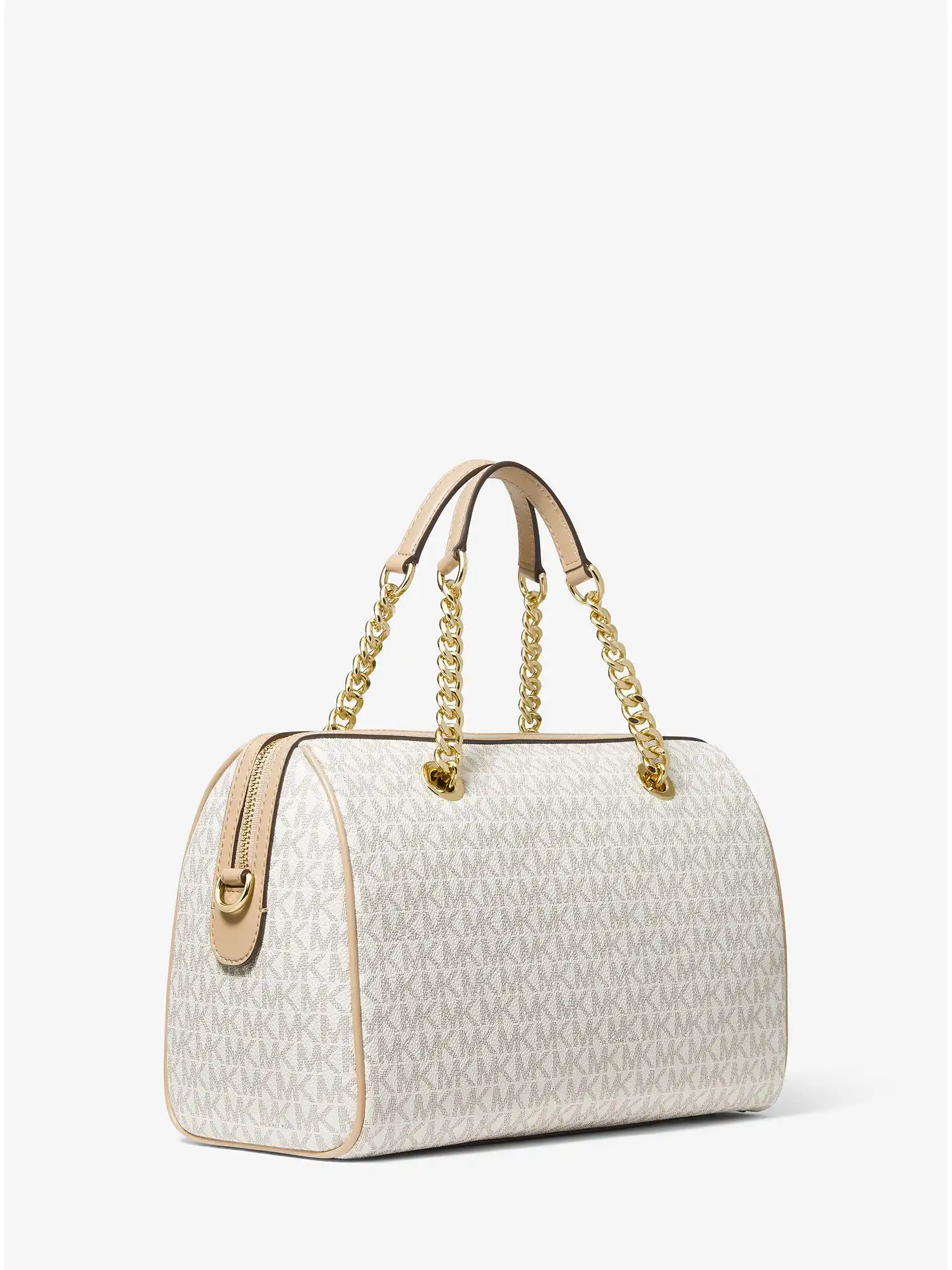 blaire medium logo stripe satchel vanilla combo