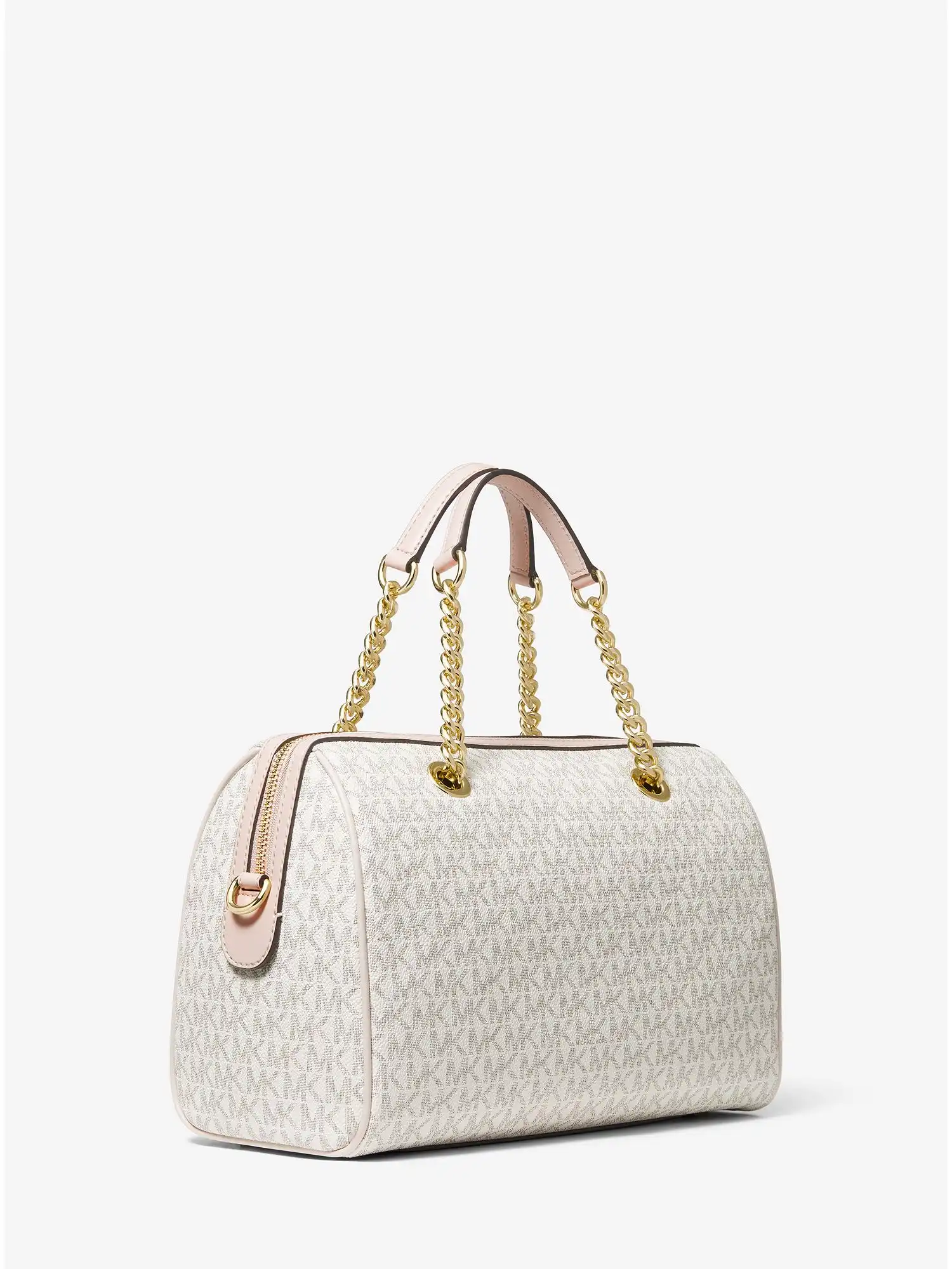 blaire medium logo stripe satchel vanilla soft pink