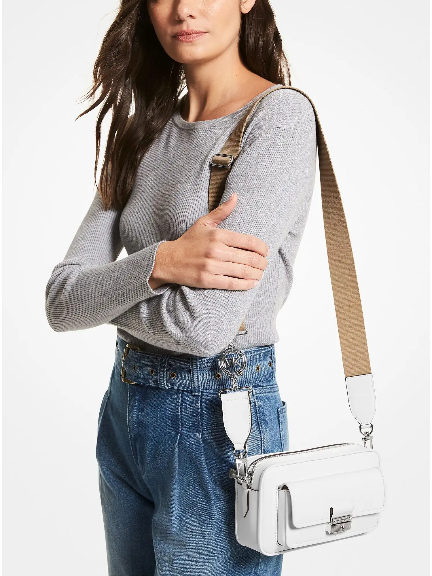 bradshaw medium leather camera bag optic white