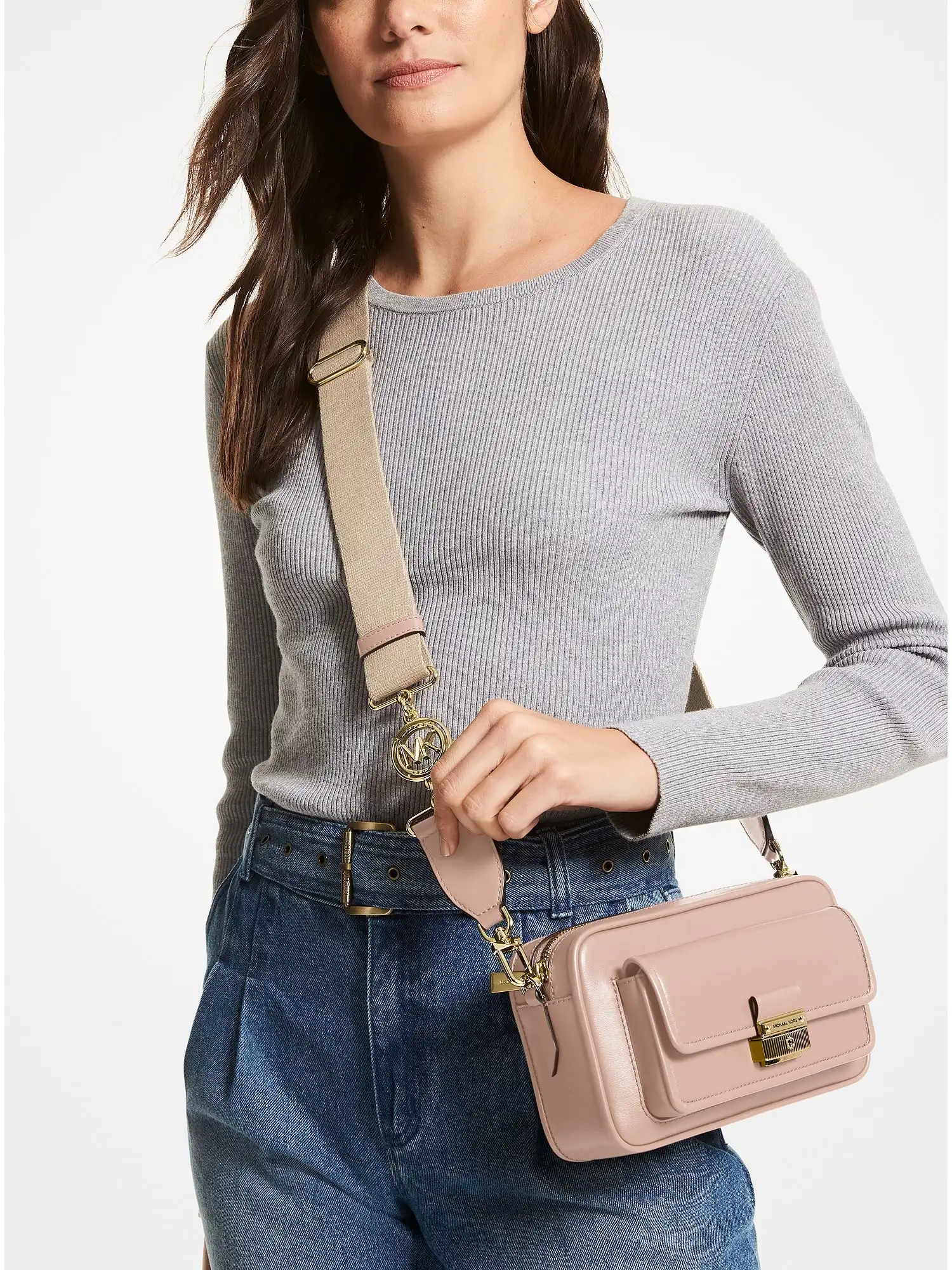 bradshaw medium leather camera bag soft pink