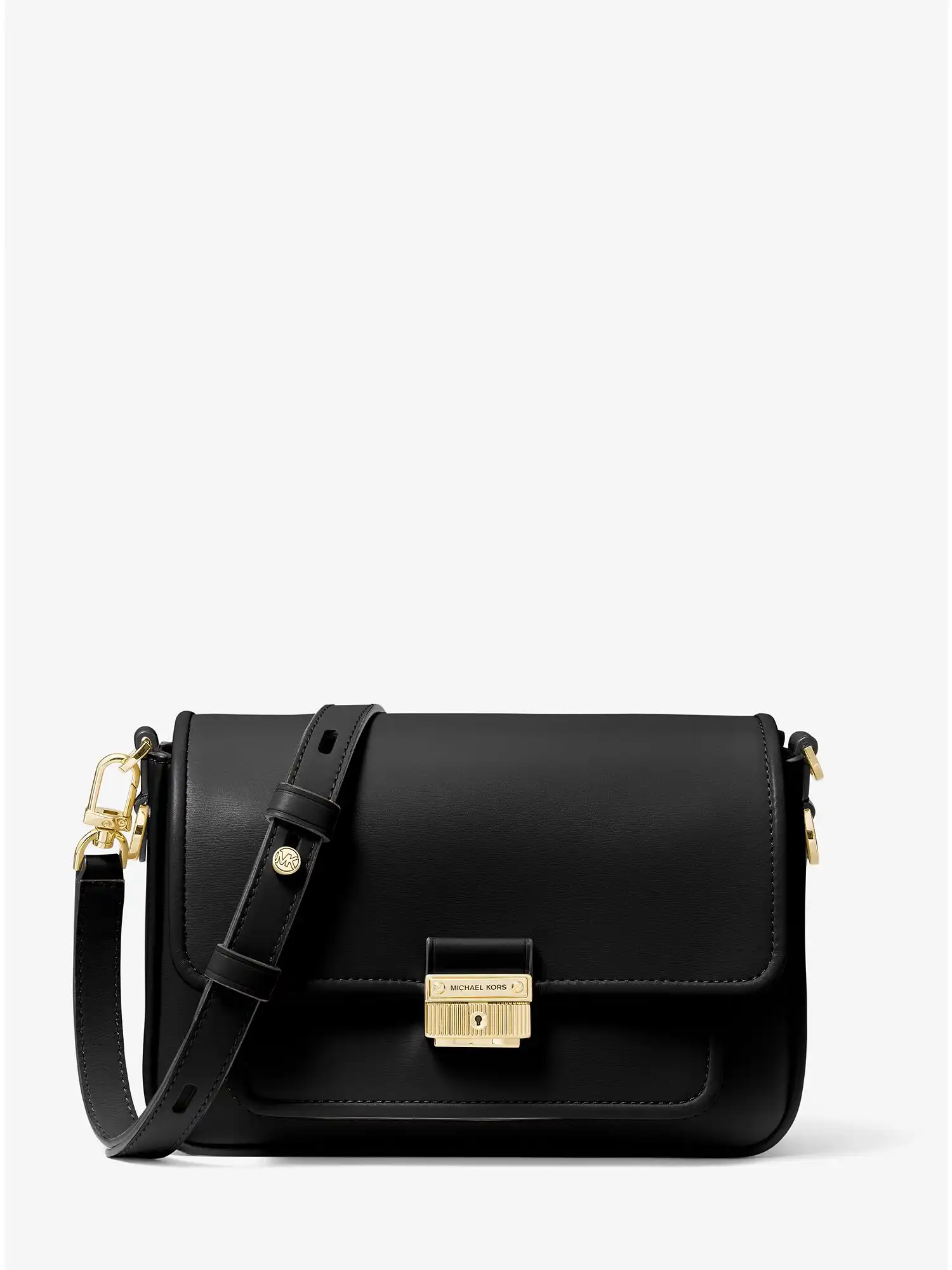 bradshaw medium leather messenger bag black