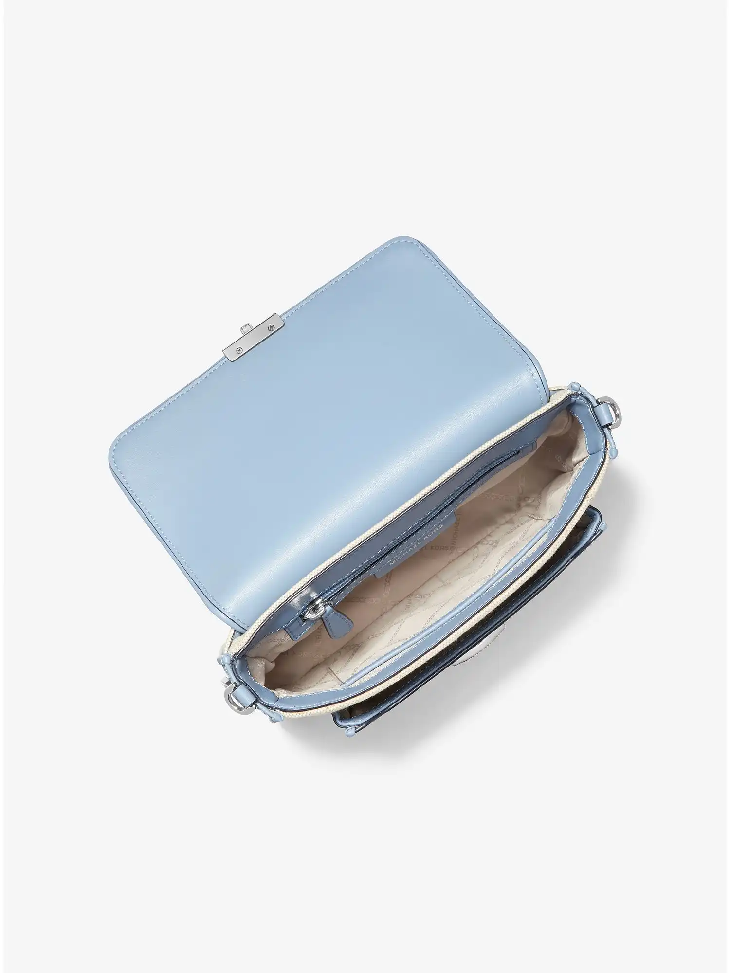 bradshaw medium striped canvas and faux leather messenger bag chambray multi