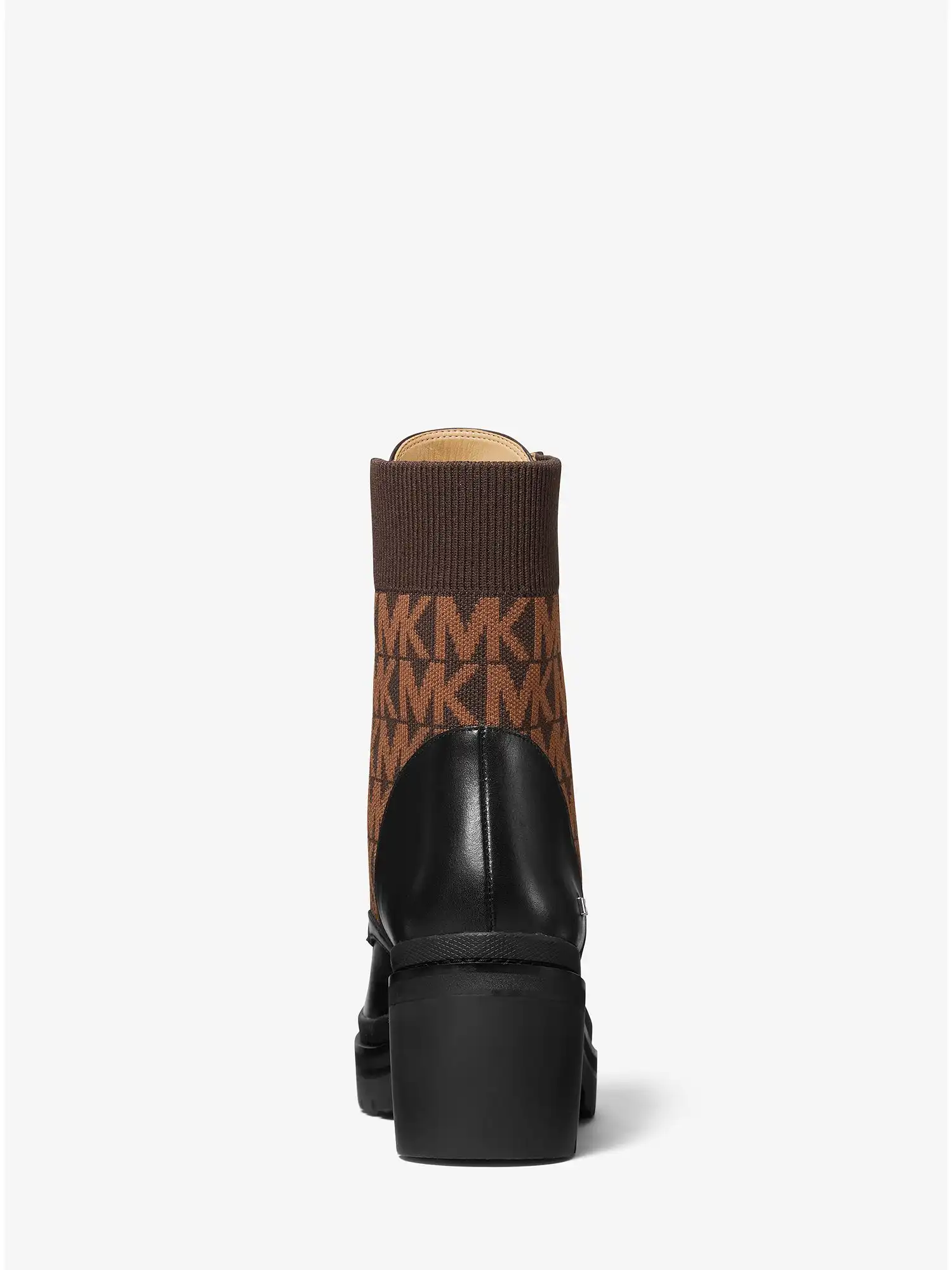 brea leather and logo jacquard combat boot blk brown