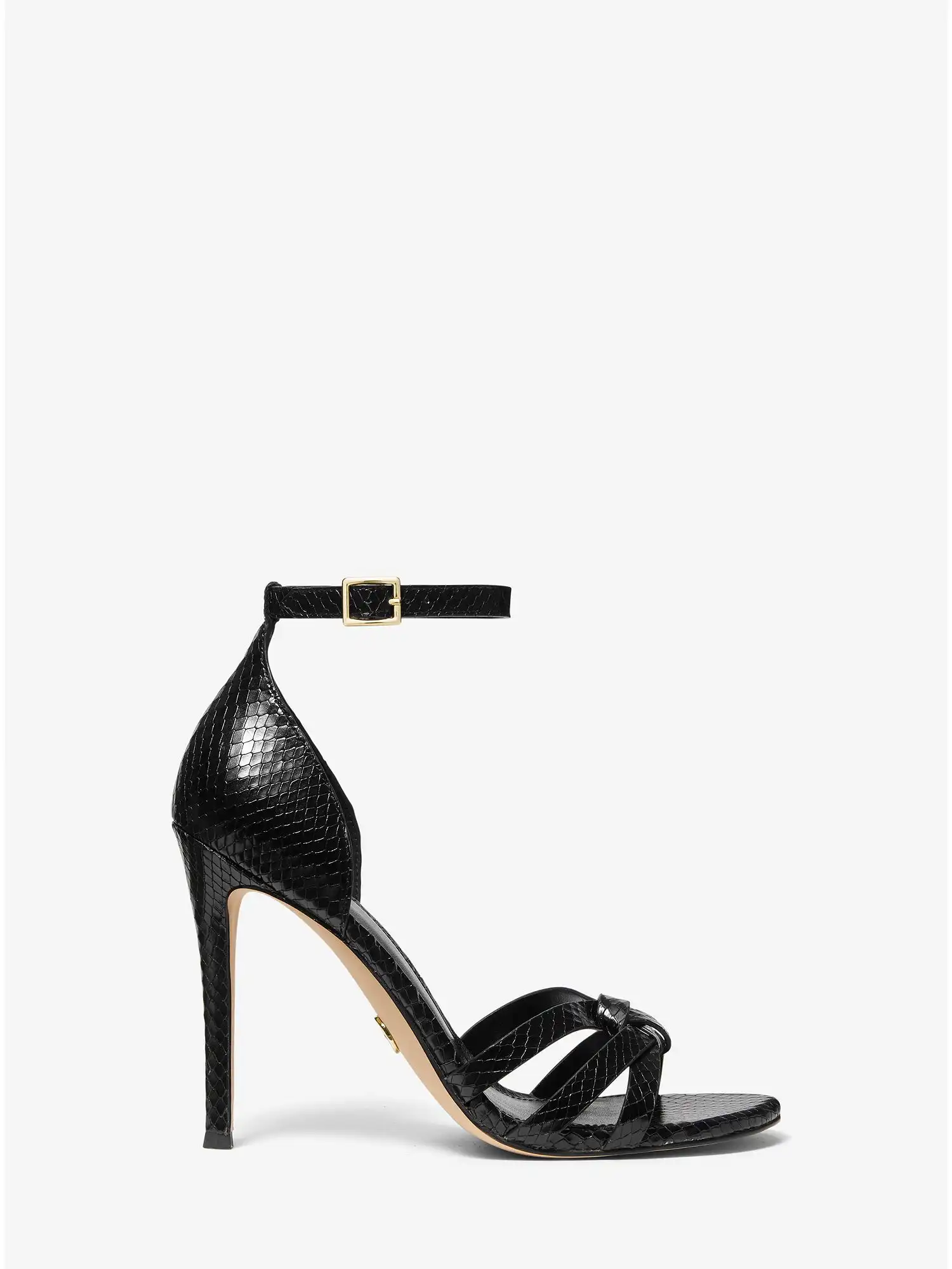 brinkley snake embossed leather sandal black