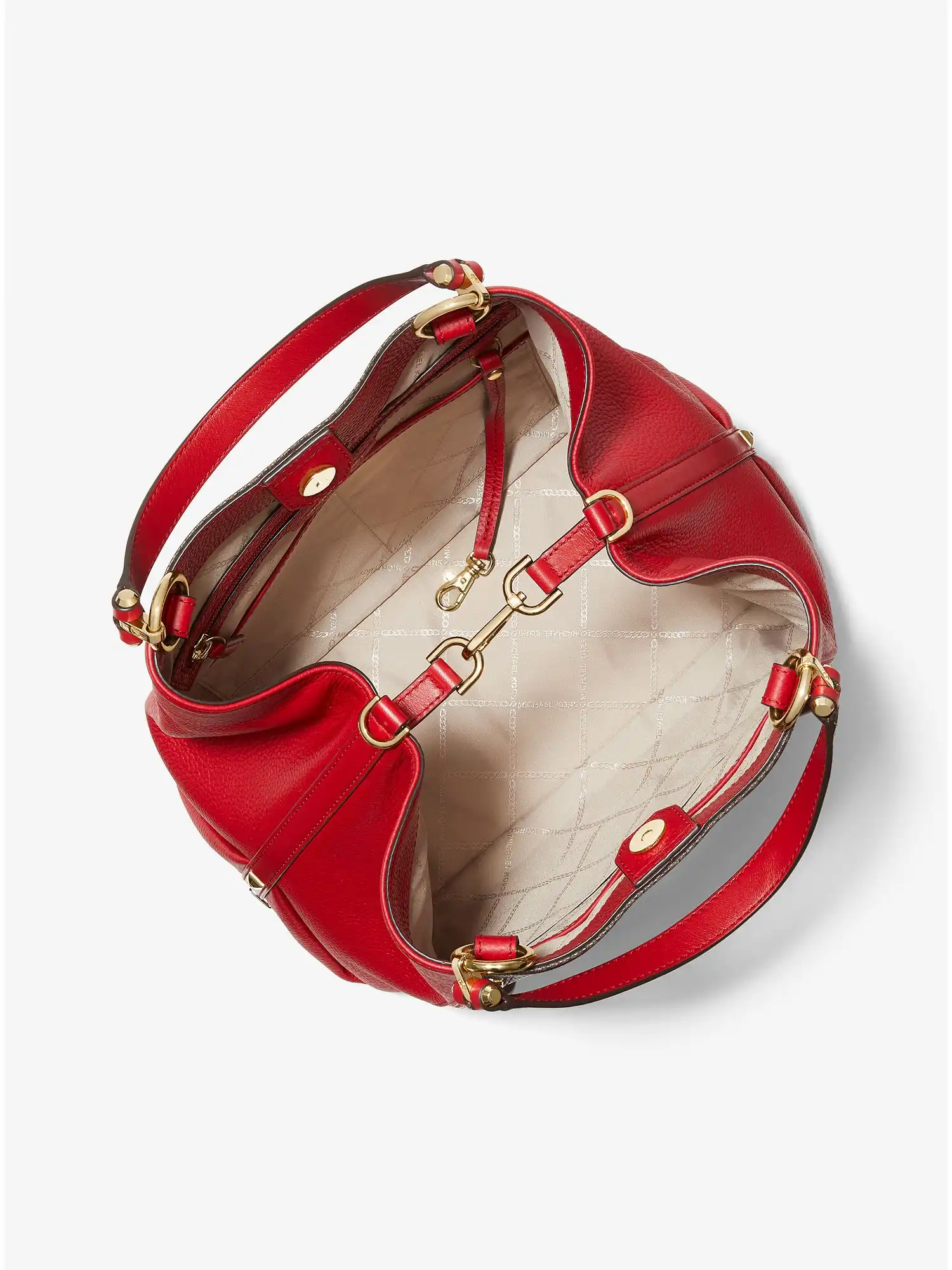 brooklyn large logo and pebbled leather tote bag crimson