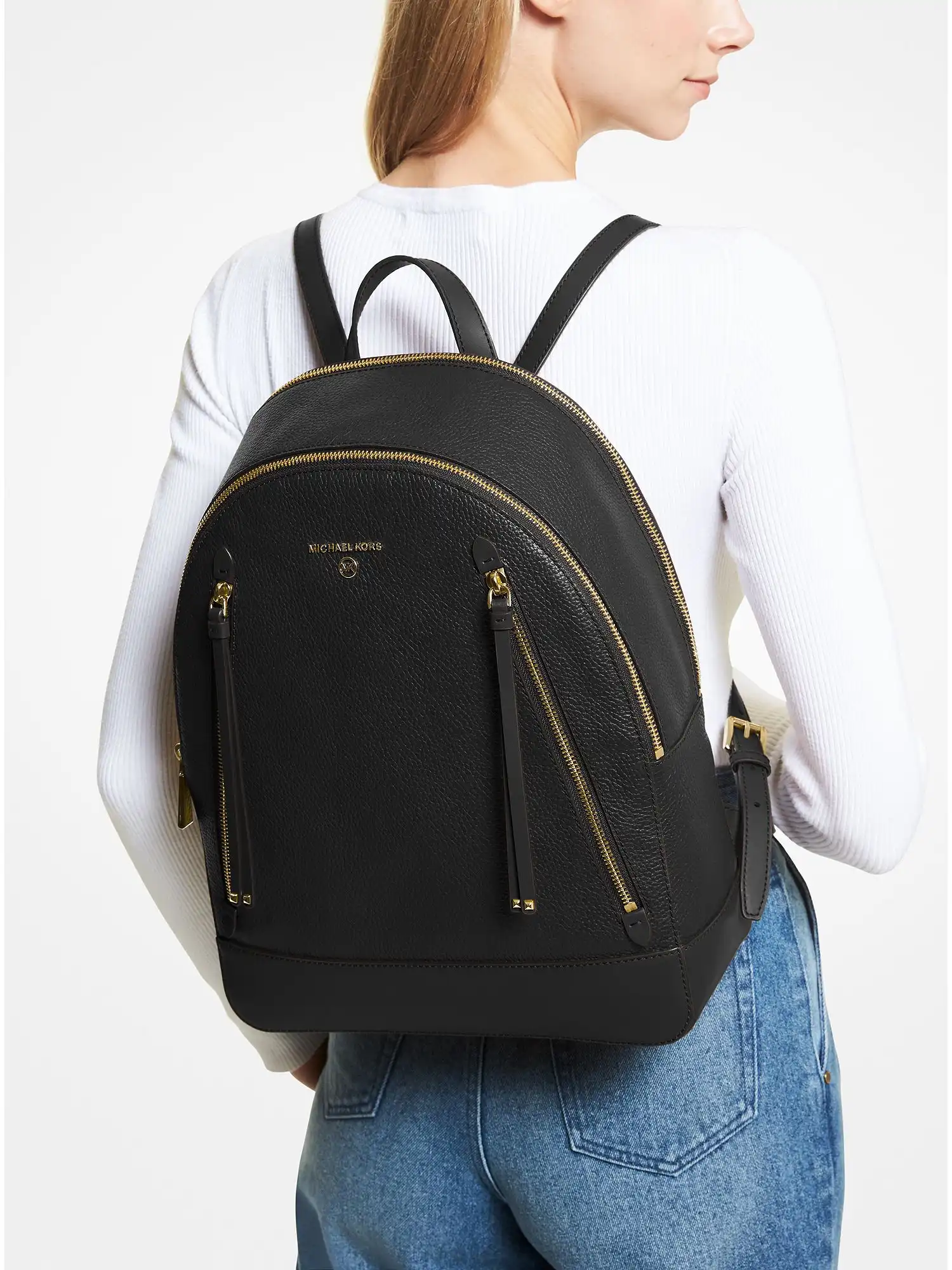 brooklyn large pebbled leather backpack black