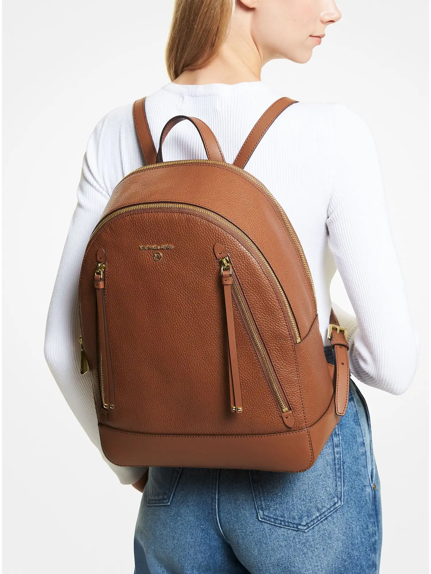 brooklyn large pebbled leather backpack luggage