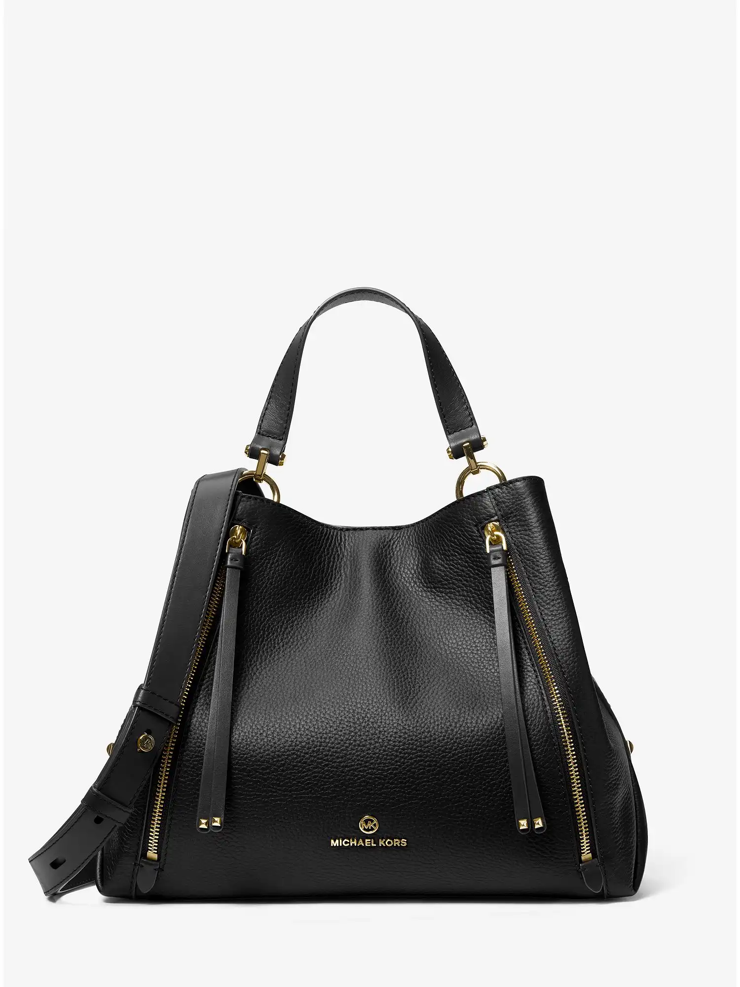 brooklyn large pebbled leather tote bag black