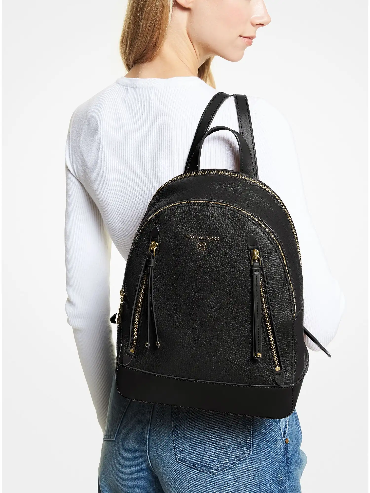 brooklyn medium pebbled leather backpack black