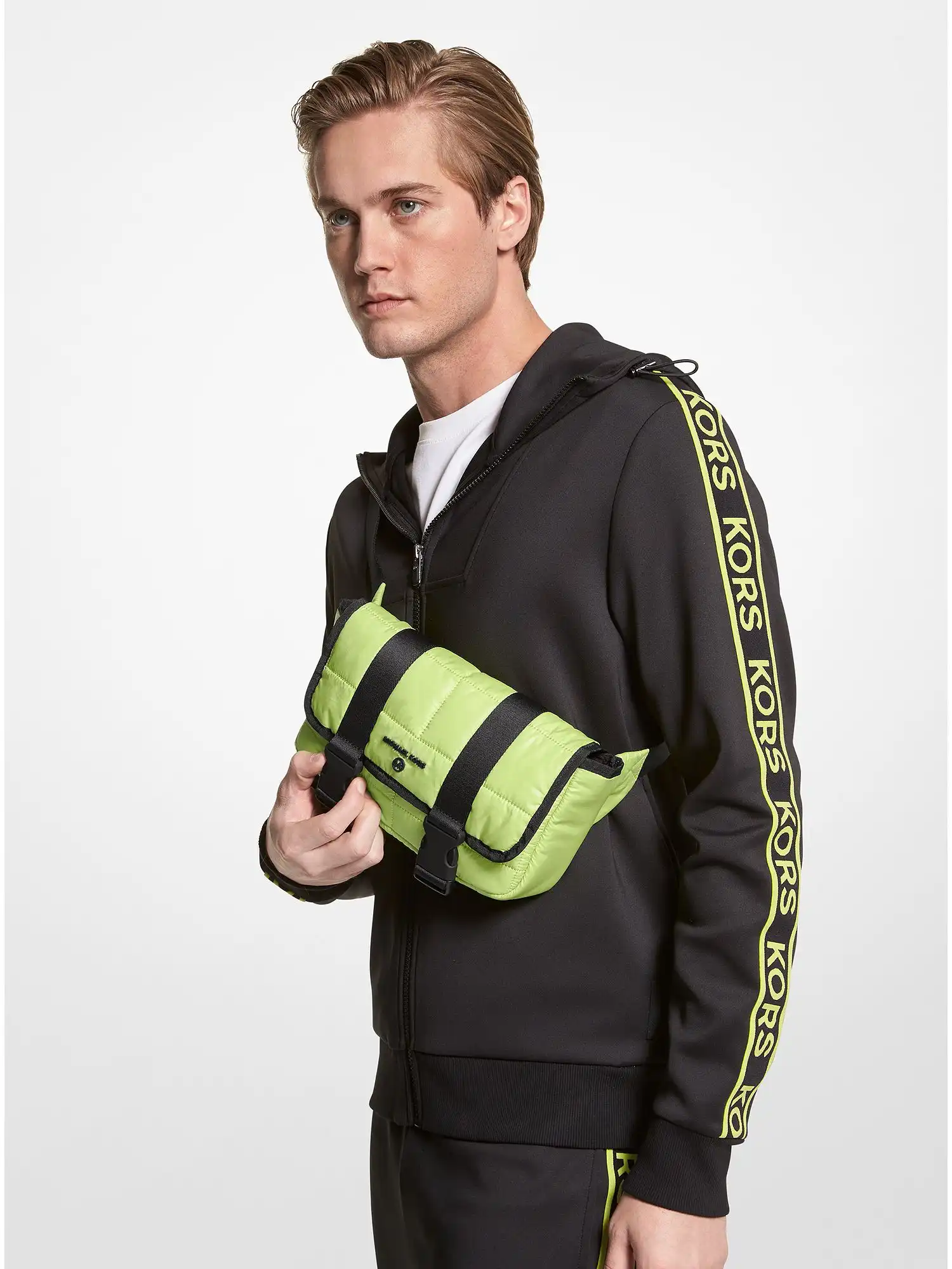 brooklyn quilted recycled polyester sling pack bt limeade