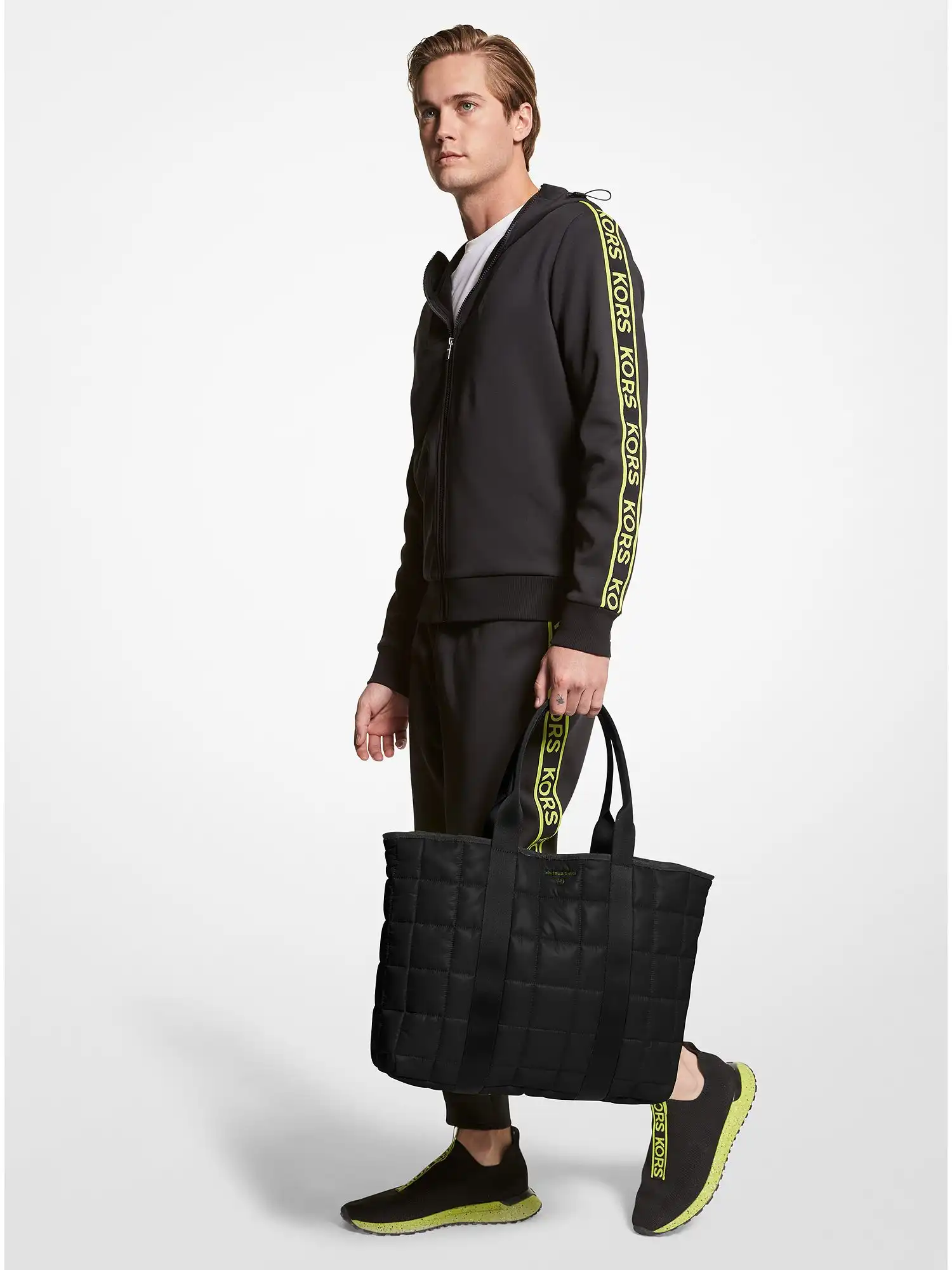brooklyn quilted recycled polyester tote bag black