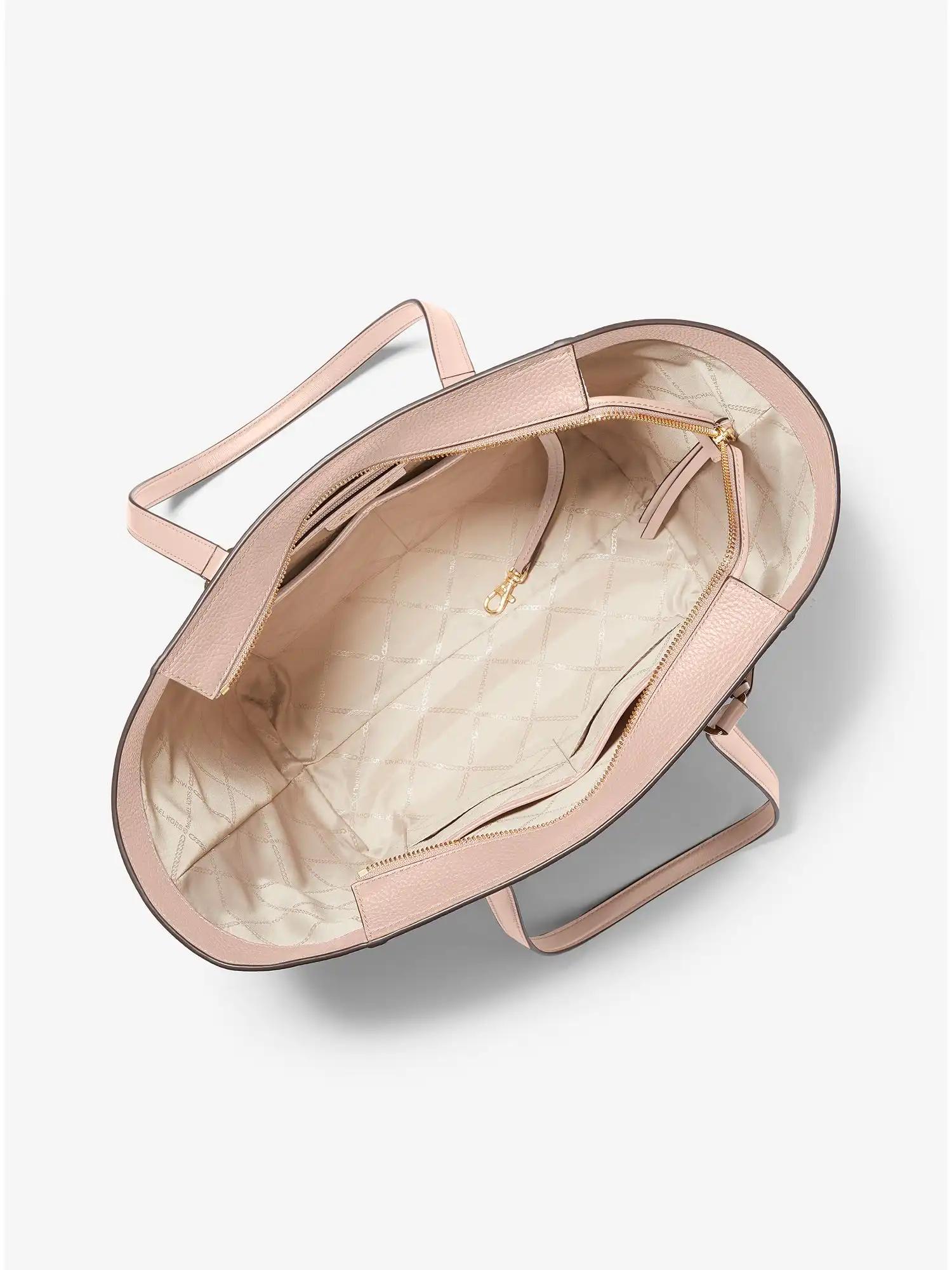 carine medium pebbled leather tote bag soft pink