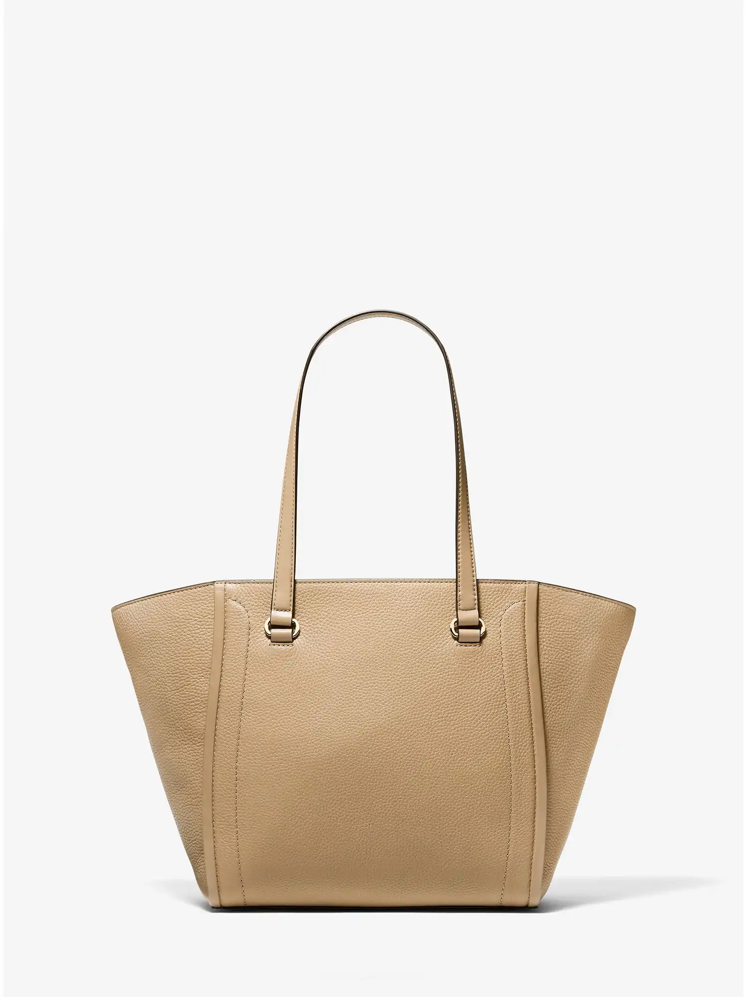 carine medium studded pebbled leather tote bag camel