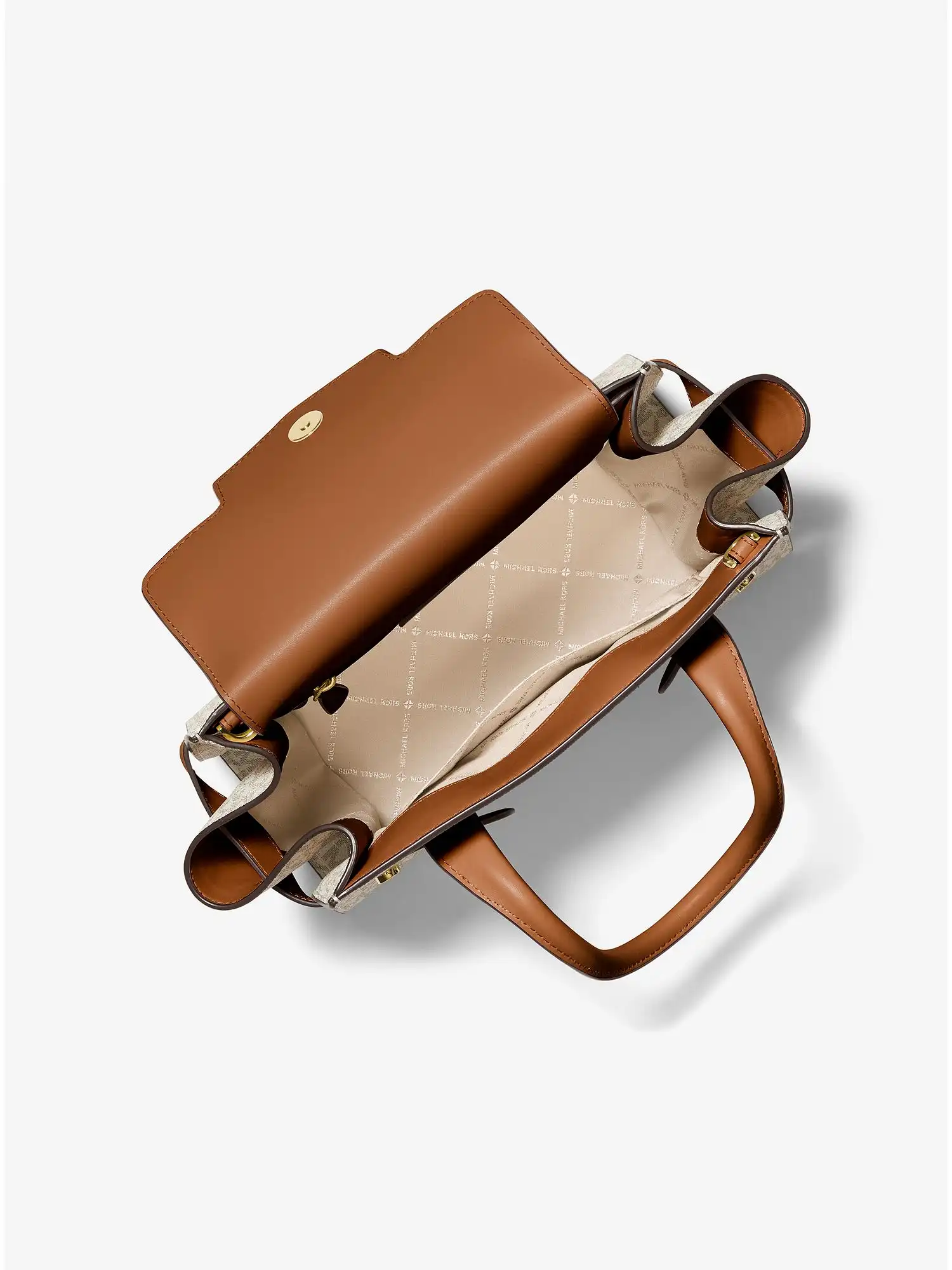 carmen medium logo and faux leather belted satchel vanilla