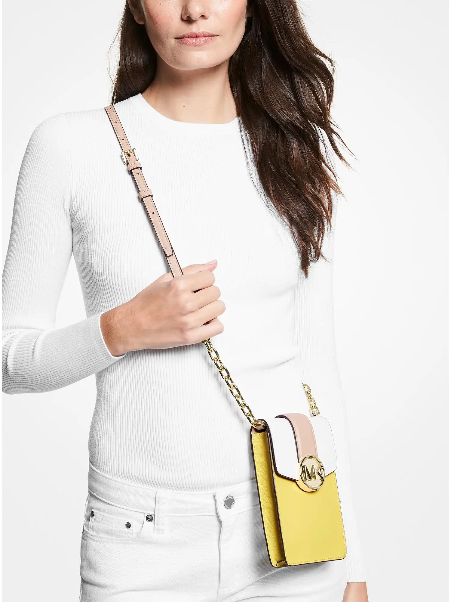 carmen small color block faux leather phone crossbody bag sunshn multi