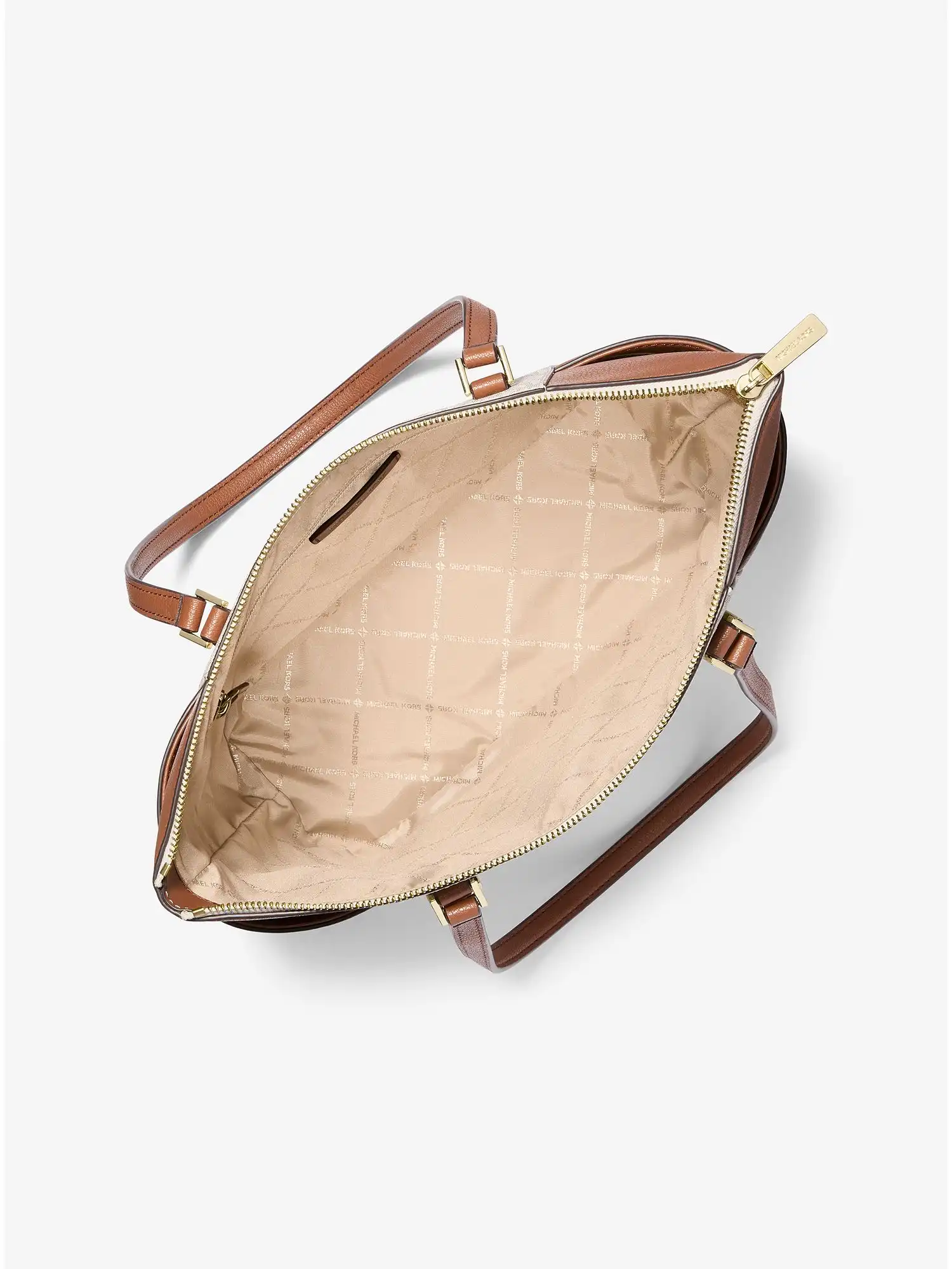 charlotte large logo and leather top zip tote bag vanilla