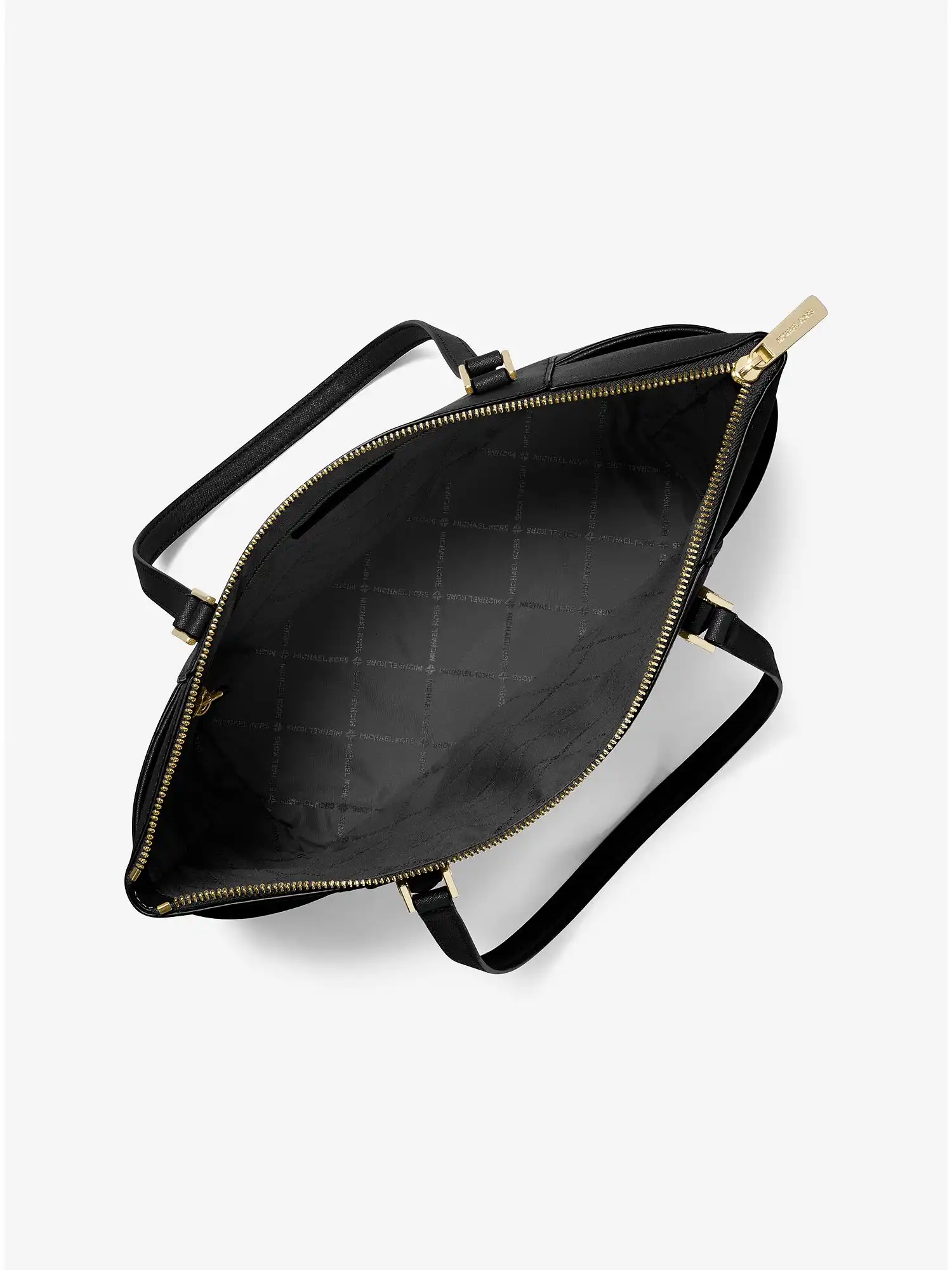 charlotte large saffiano leather top zip tote bag black