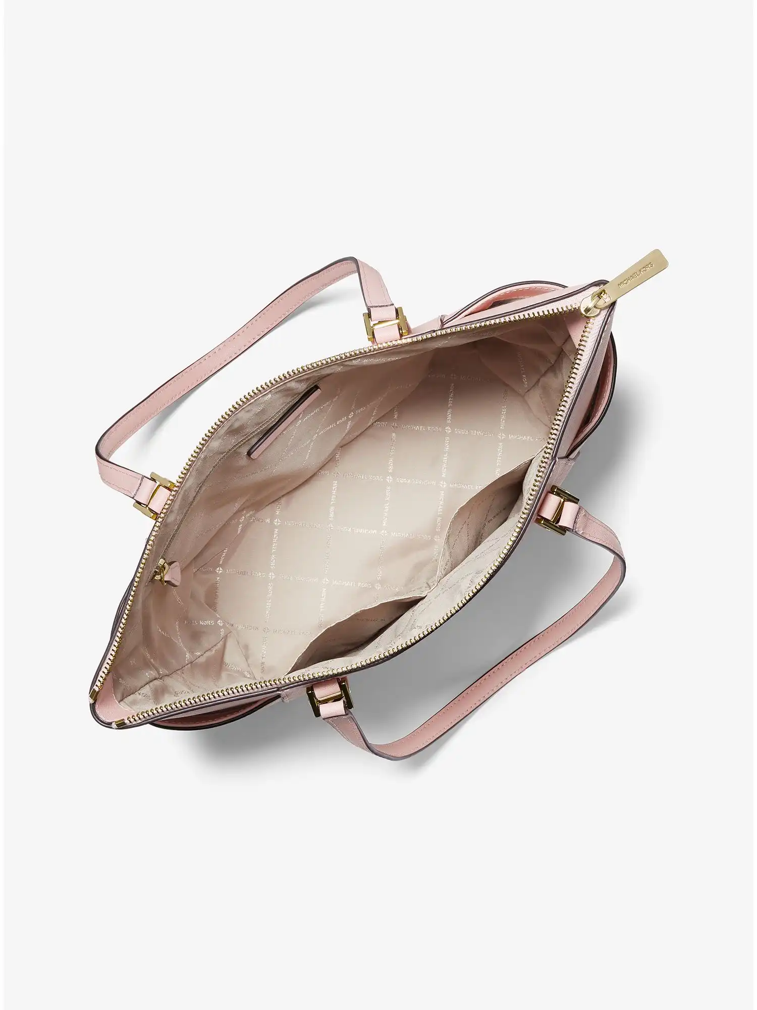 charlotte large saffiano leather top zip tote bag powder blush