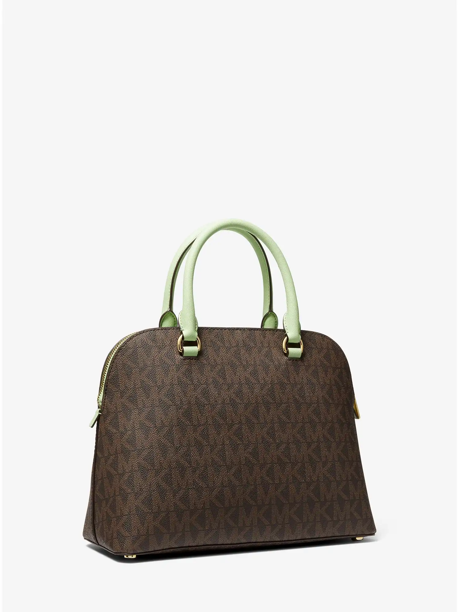 cindy medium logo and leather satchel aloe