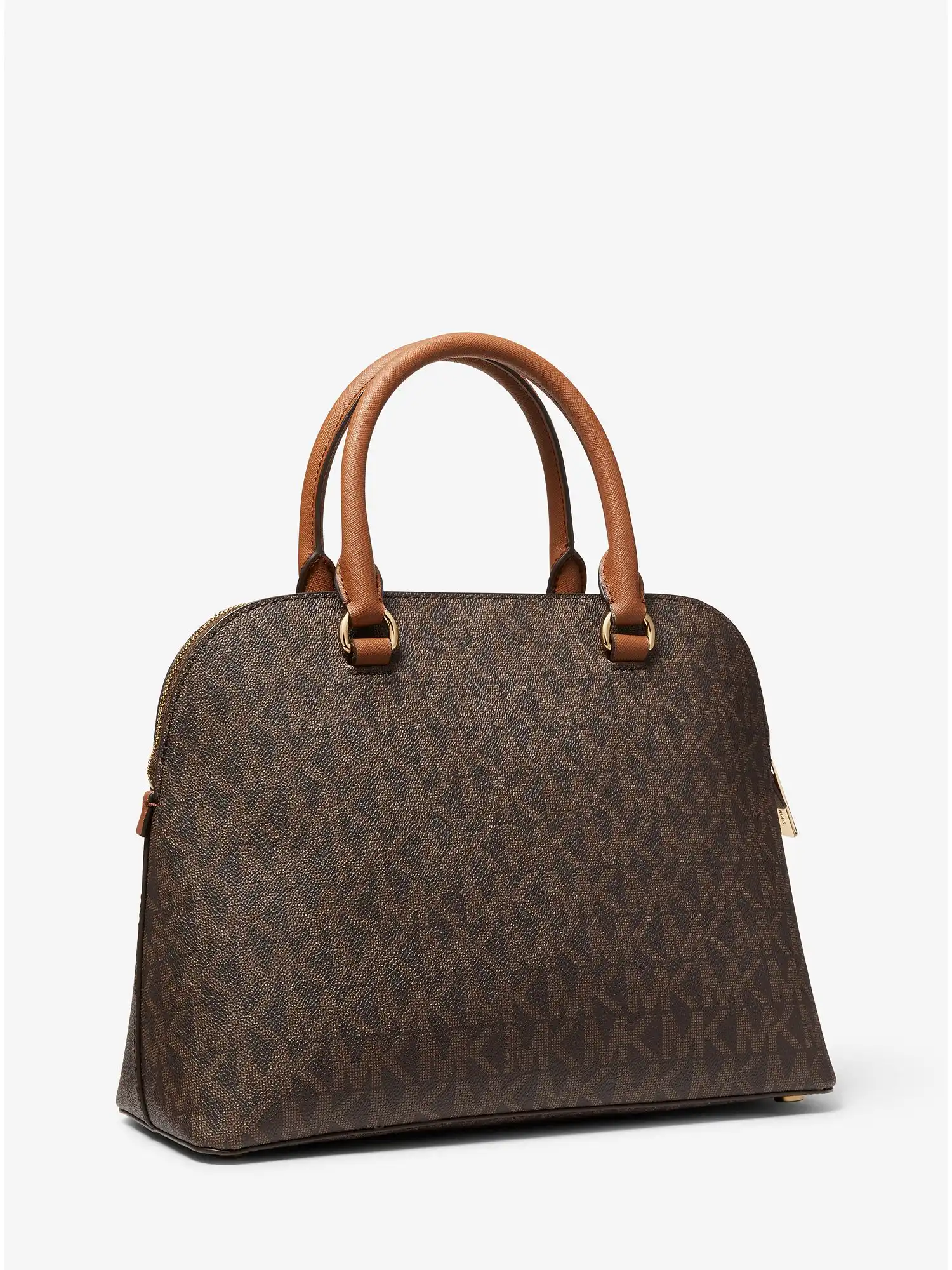 cindy medium logo and leather satchel brown