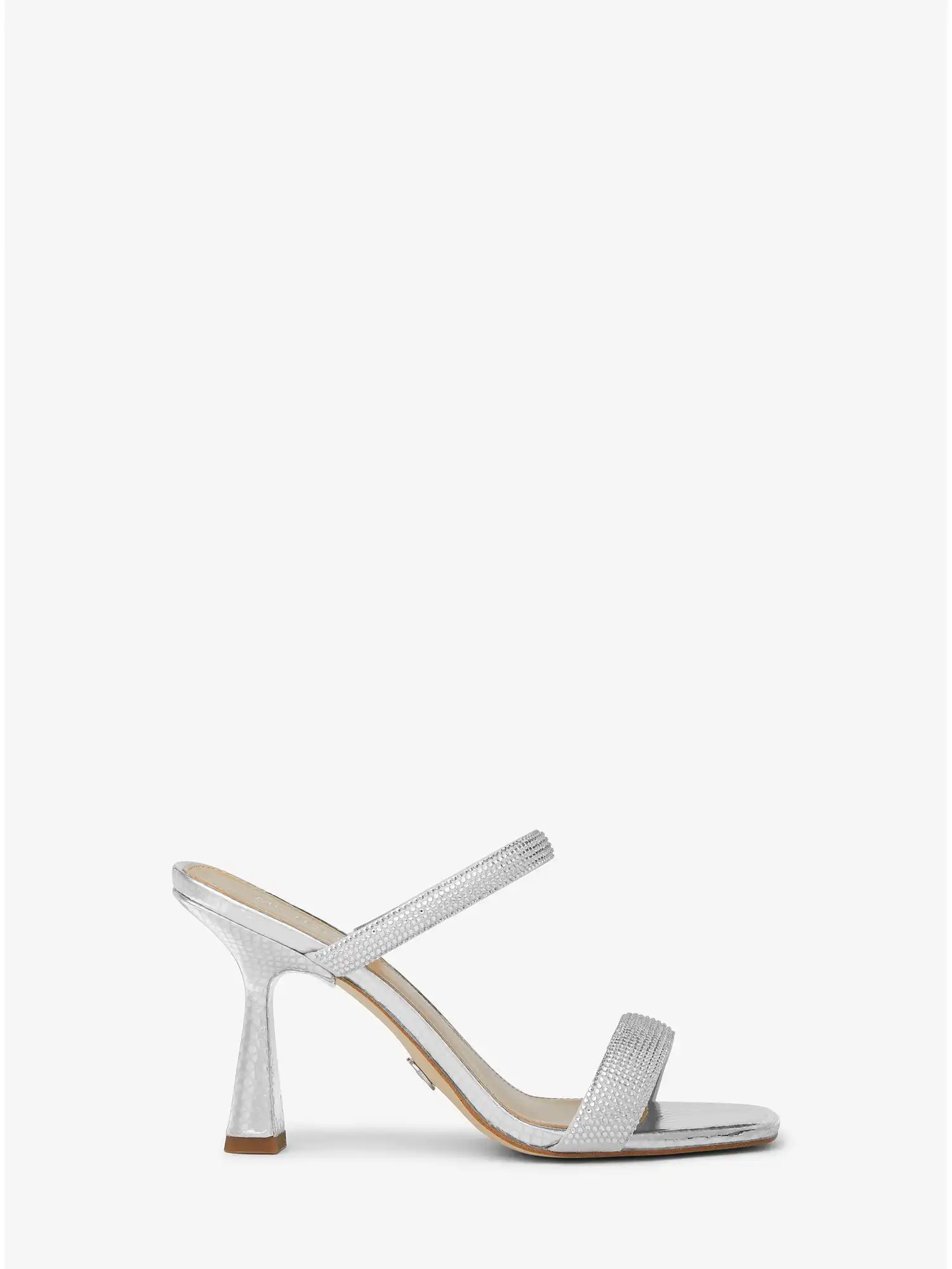 clara embellished metallic snake embossed sandal silver