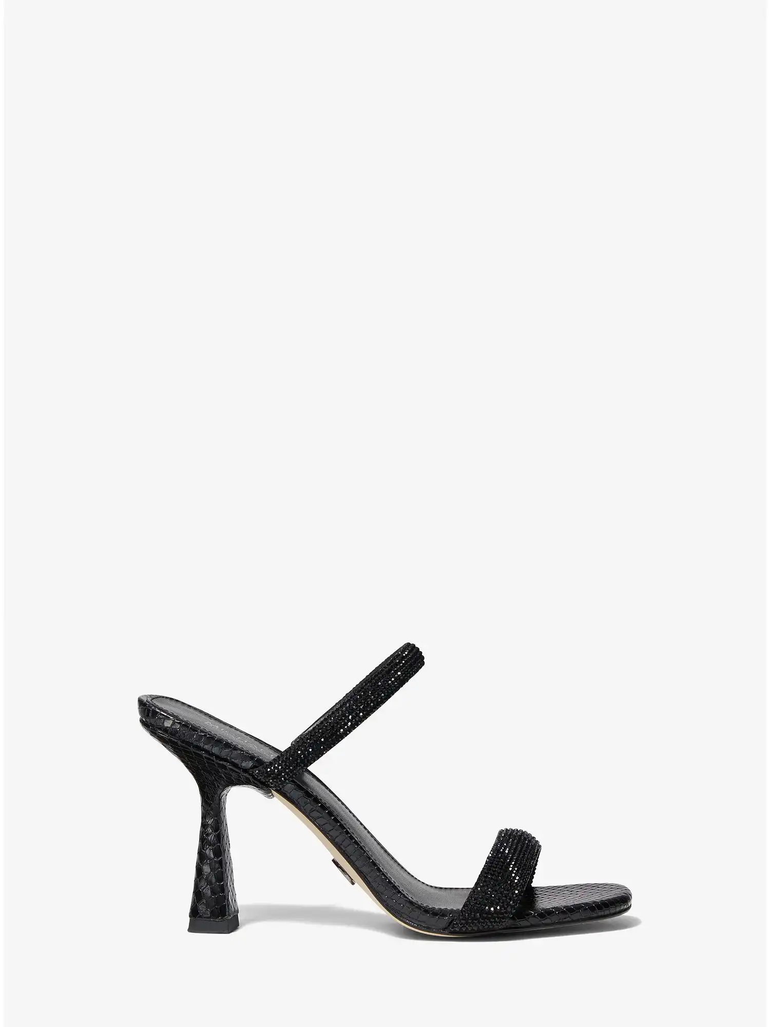 clara embellished snake embossed sandal black