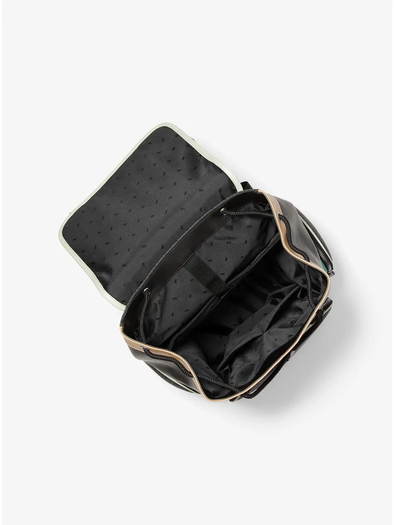 cooper logo and color block faux leather backpack black