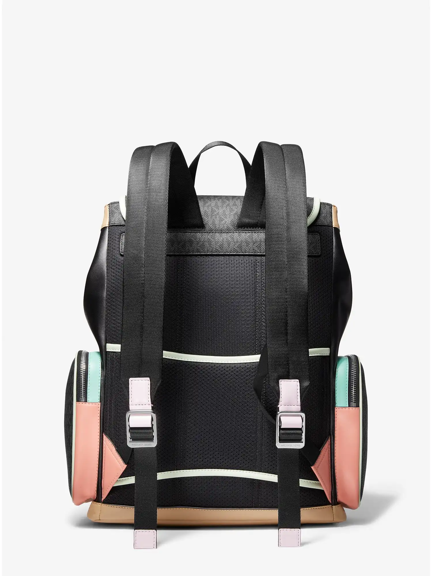 cooper logo and color block faux leather backpack black