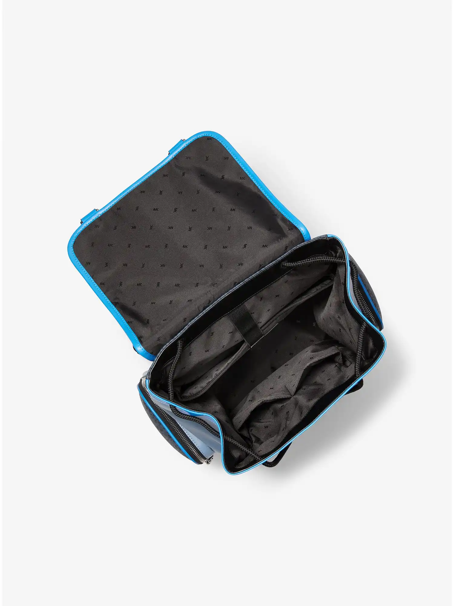 cooper logo and color block faux leather backpack blue multi