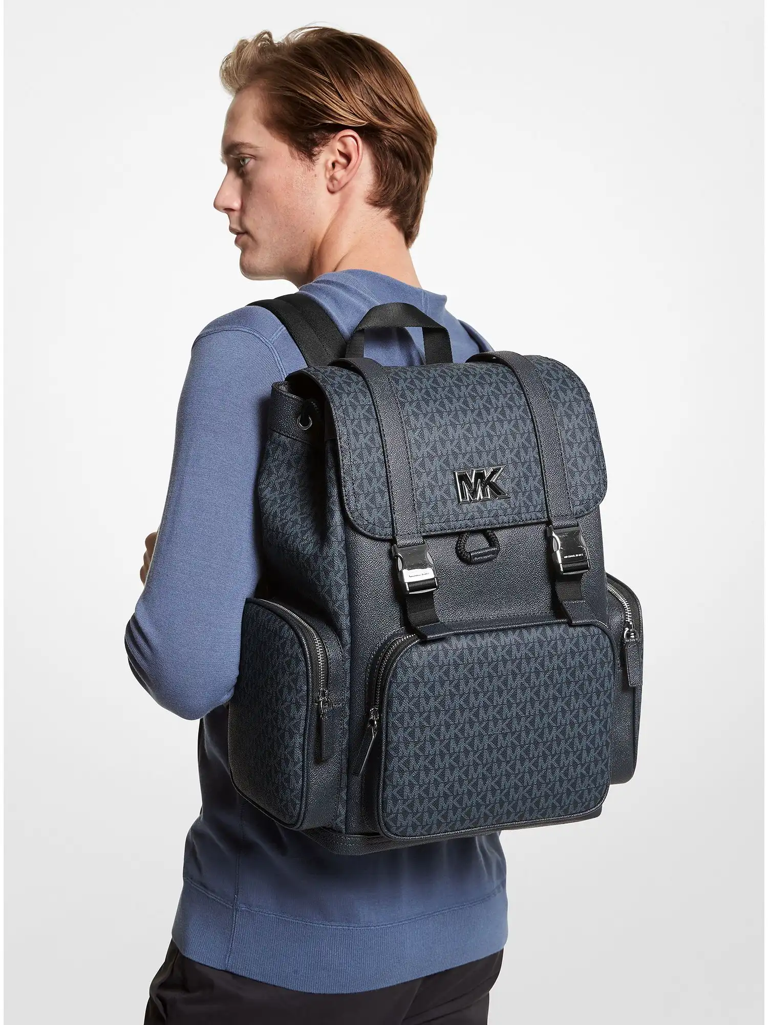 cooper logo and faux leather backpack admiral mlti