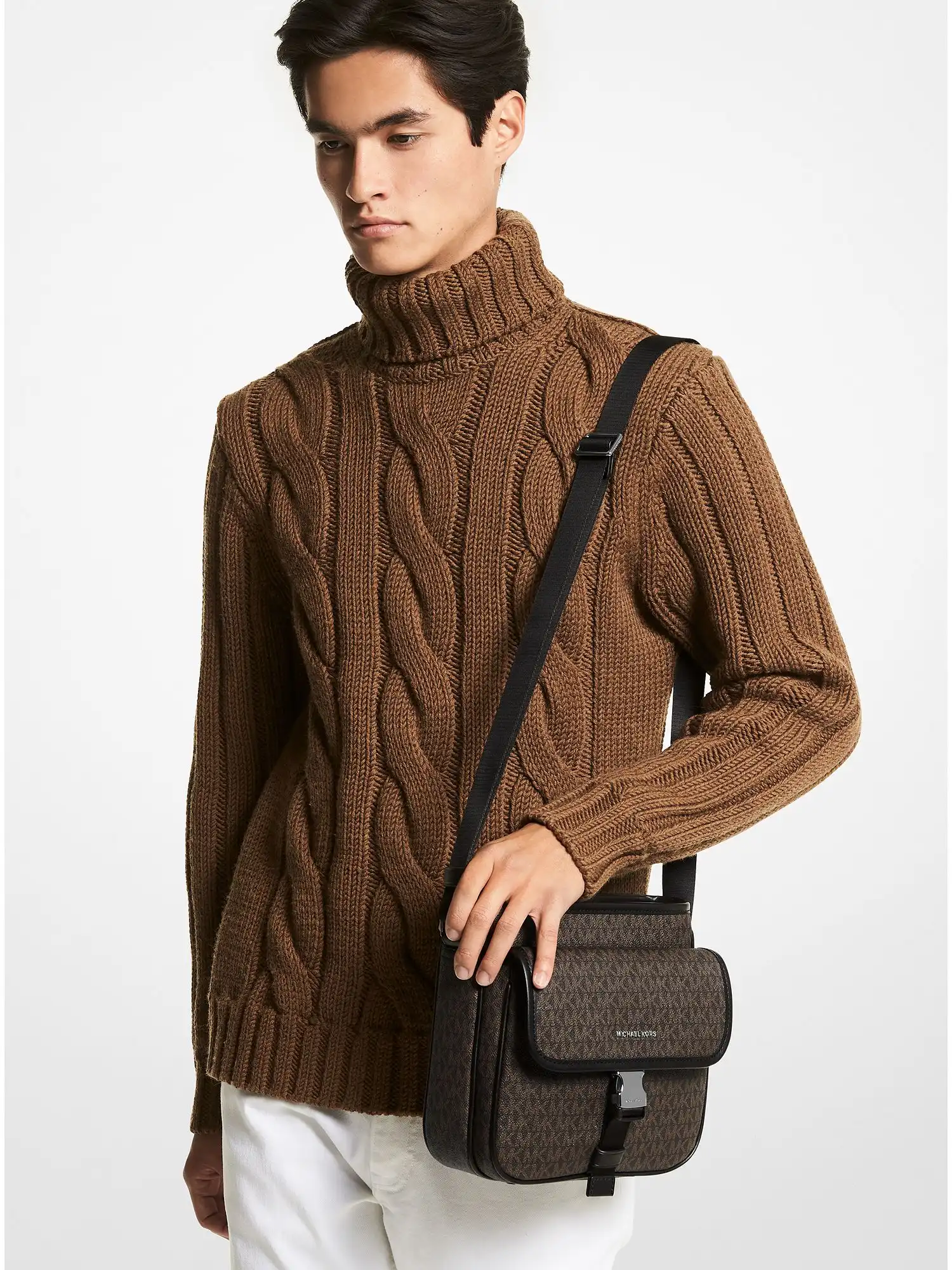 cooper logo crossbody bag brown black