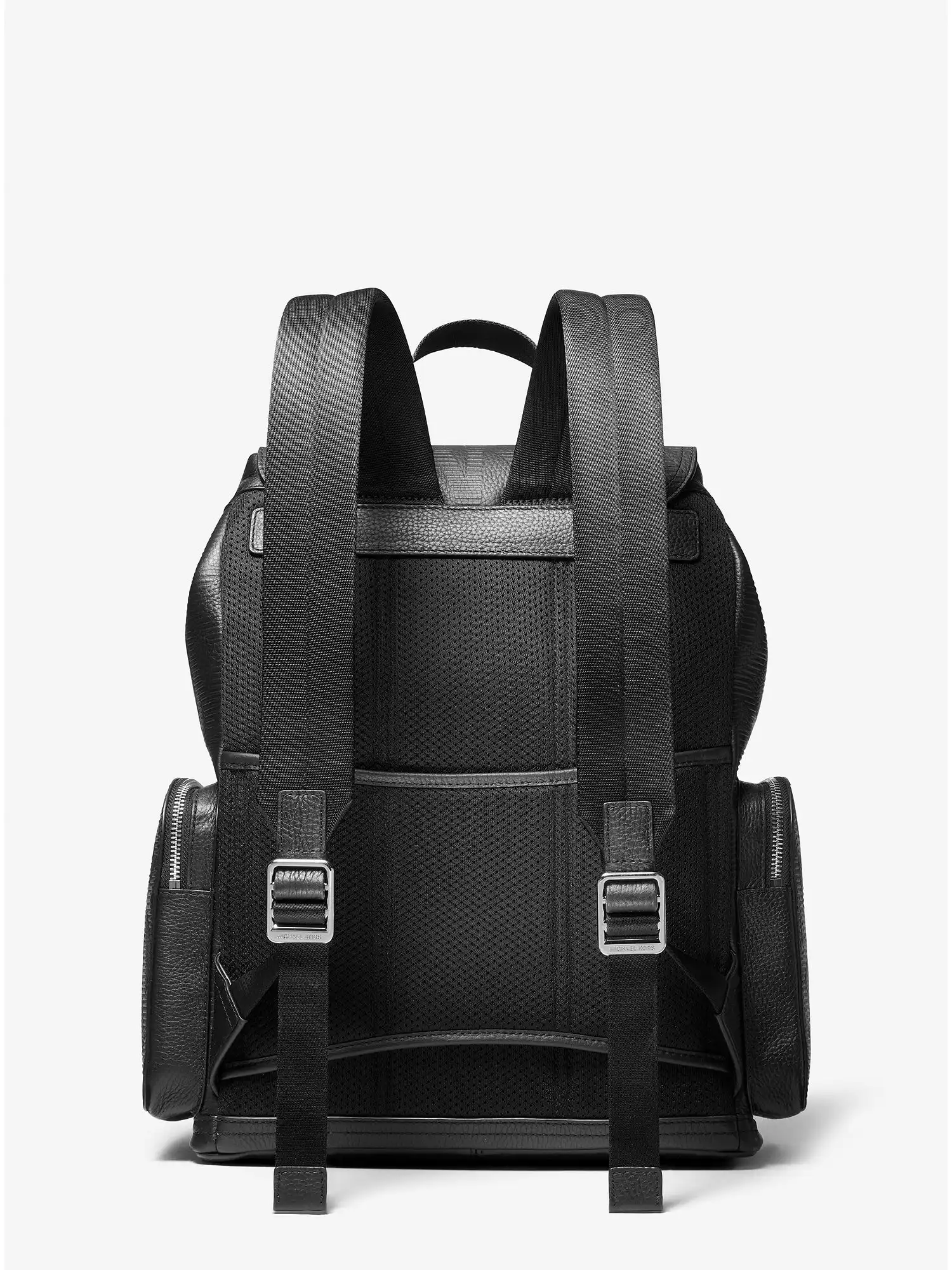 cooper logo embossed leather backpack black